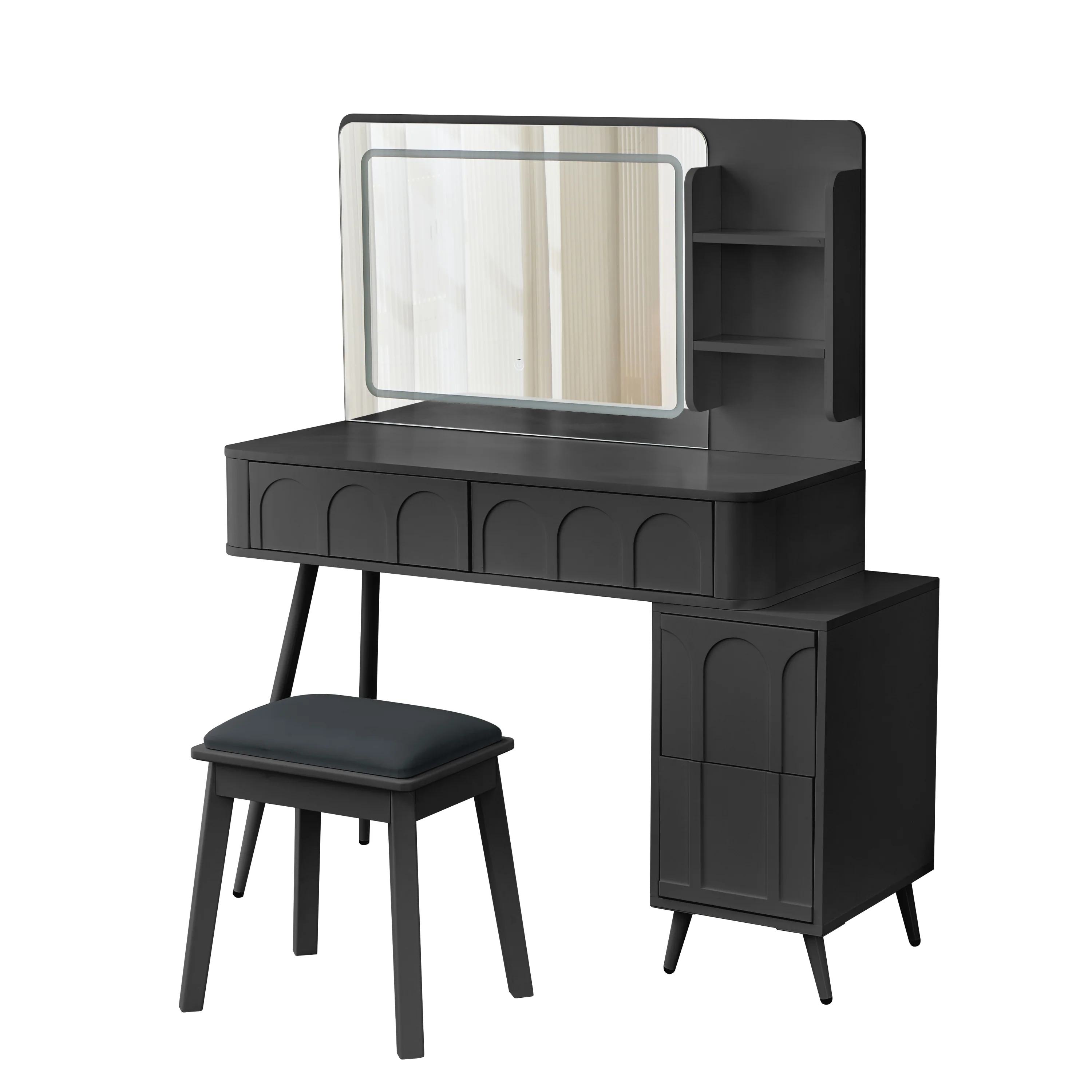 Walker Edison | Modern Makeup Vanity Desk with LED Lights & Mirror - Image 7