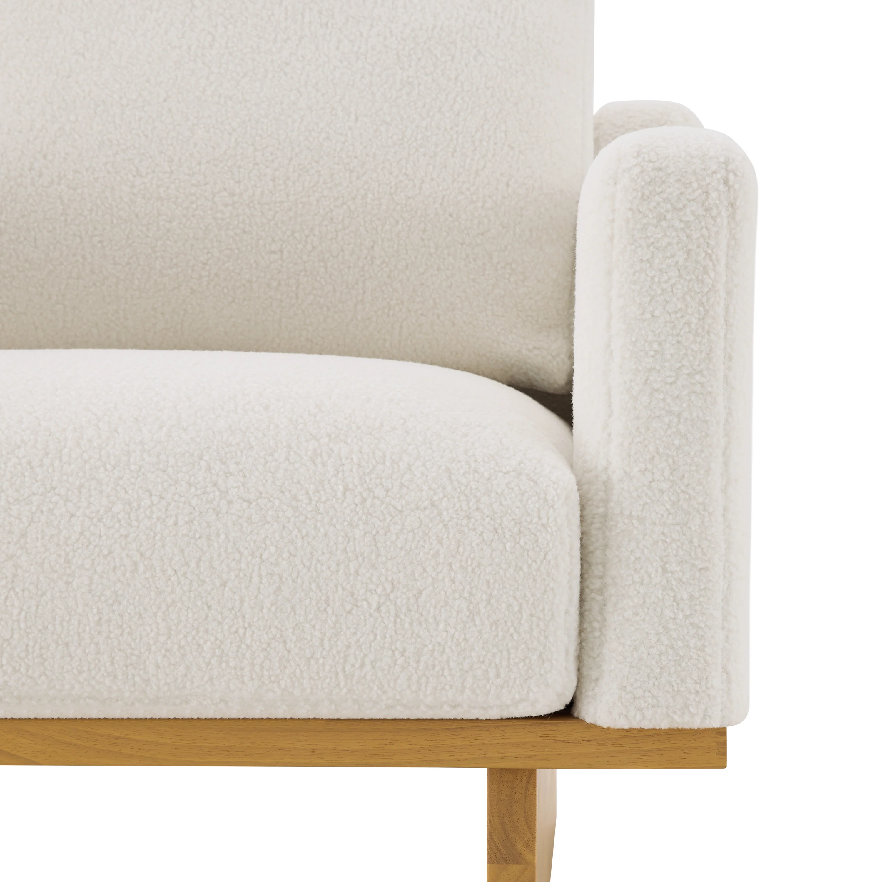 Mid-Century Modern White Minimalist Accent Chair with Solid Wood Frame - Image 11