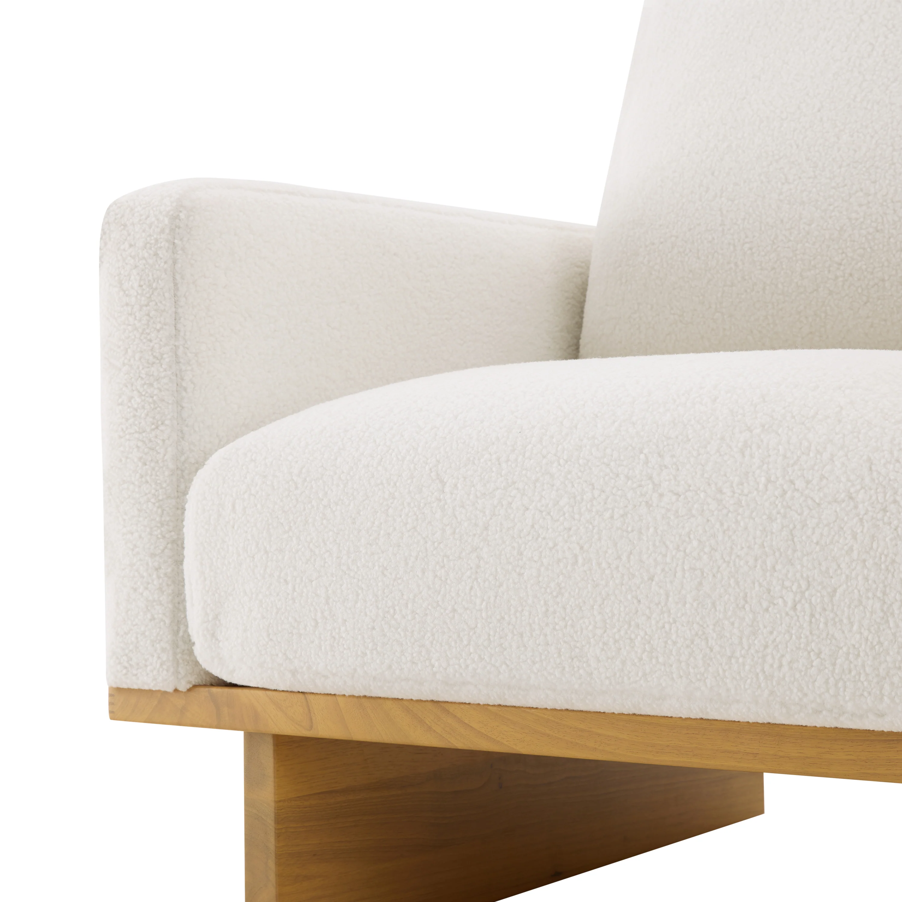 Mid-Century Modern White Minimalist Accent Chair with Solid Wood Frame - Image 12