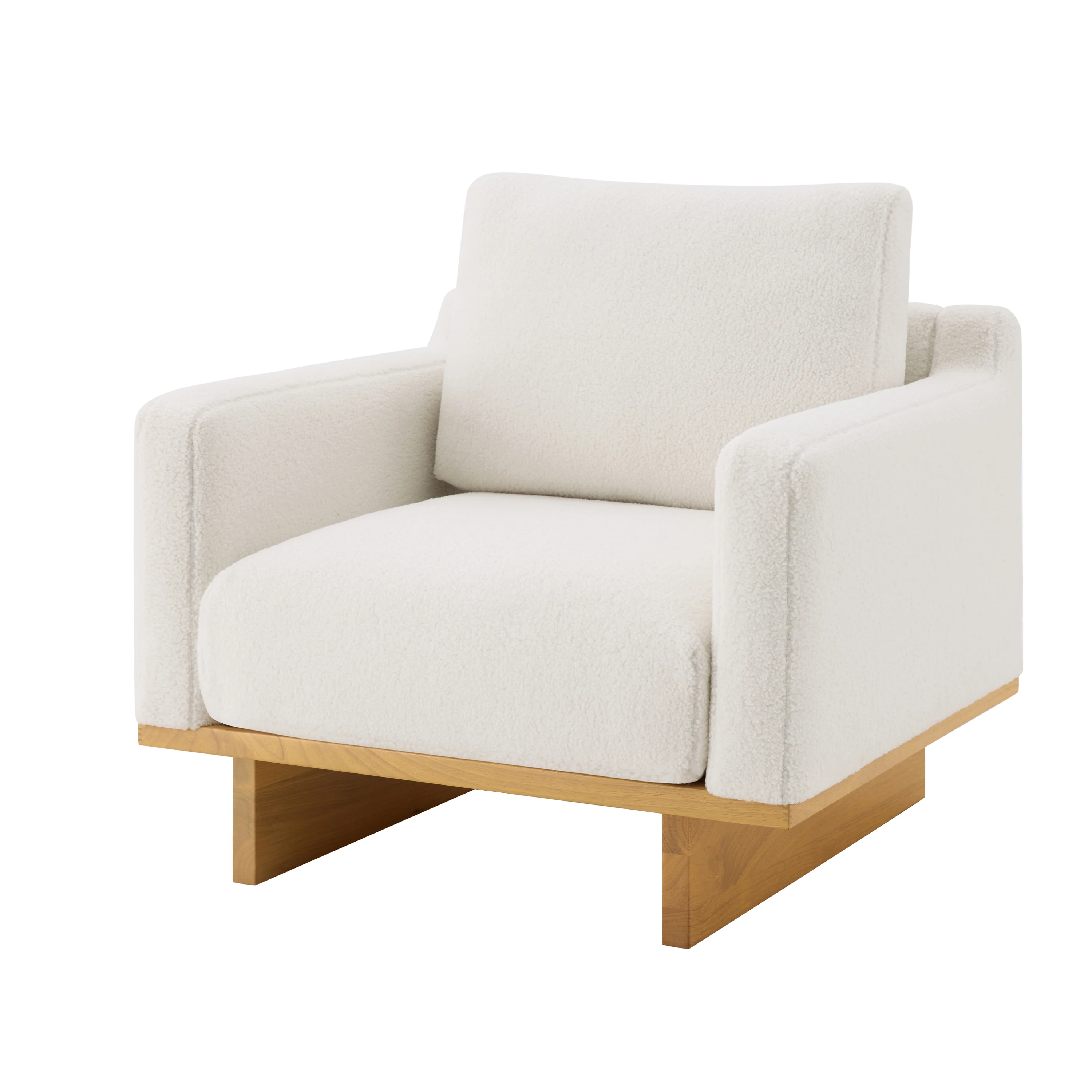 Mid-Century Modern White Minimalist Accent Chair with Solid Wood Frame - Image 4