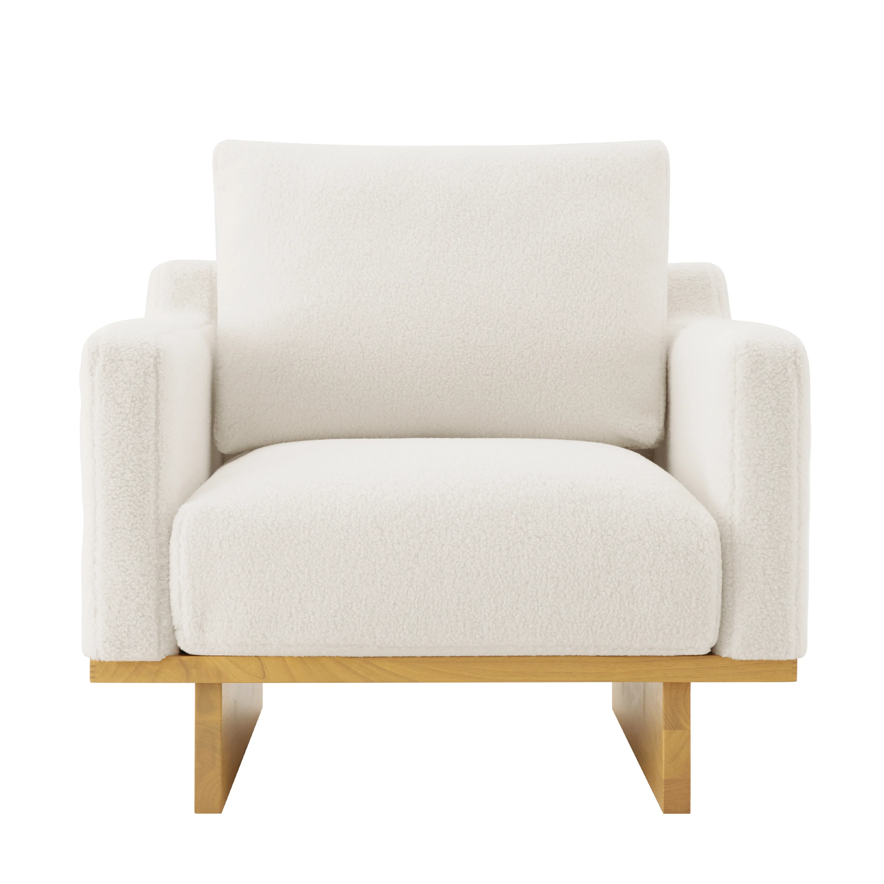 Mid-Century Modern White Minimalist Accent Chair with Solid Wood Frame - Image 5