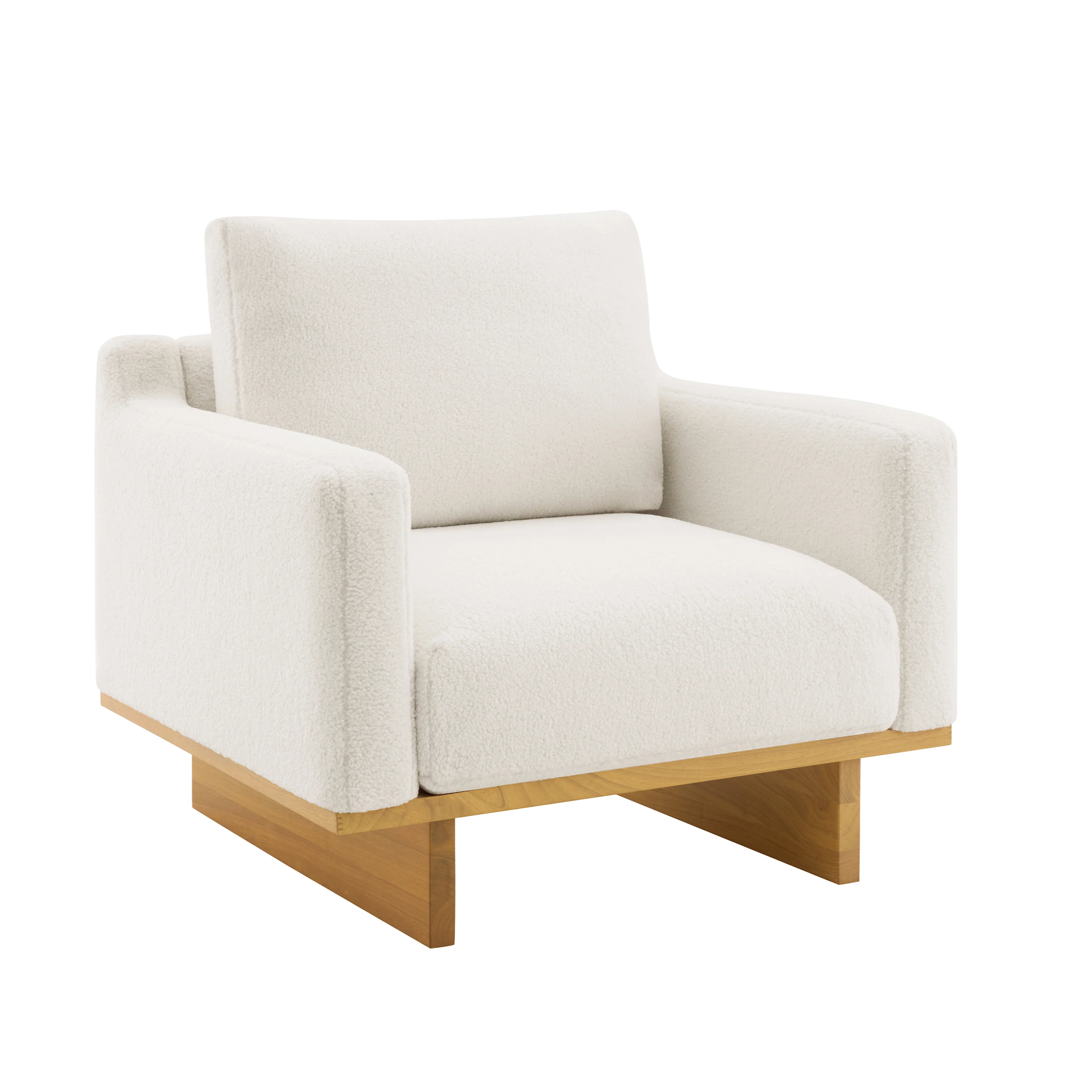Mid-Century Modern White Minimalist Accent Chair with Solid Wood Frame - Image 6