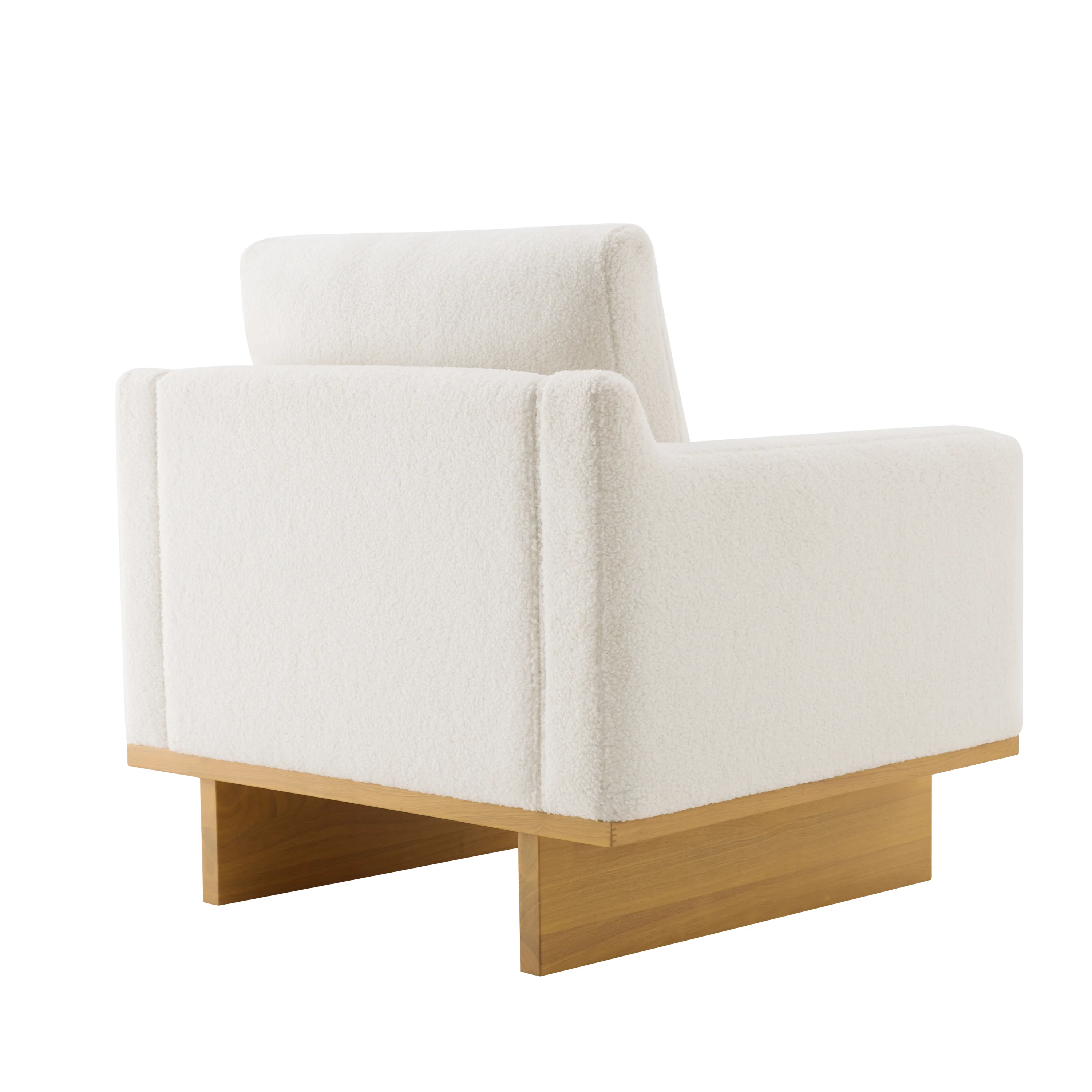 Mid-Century Modern White Minimalist Accent Chair with Solid Wood Frame - Image 8