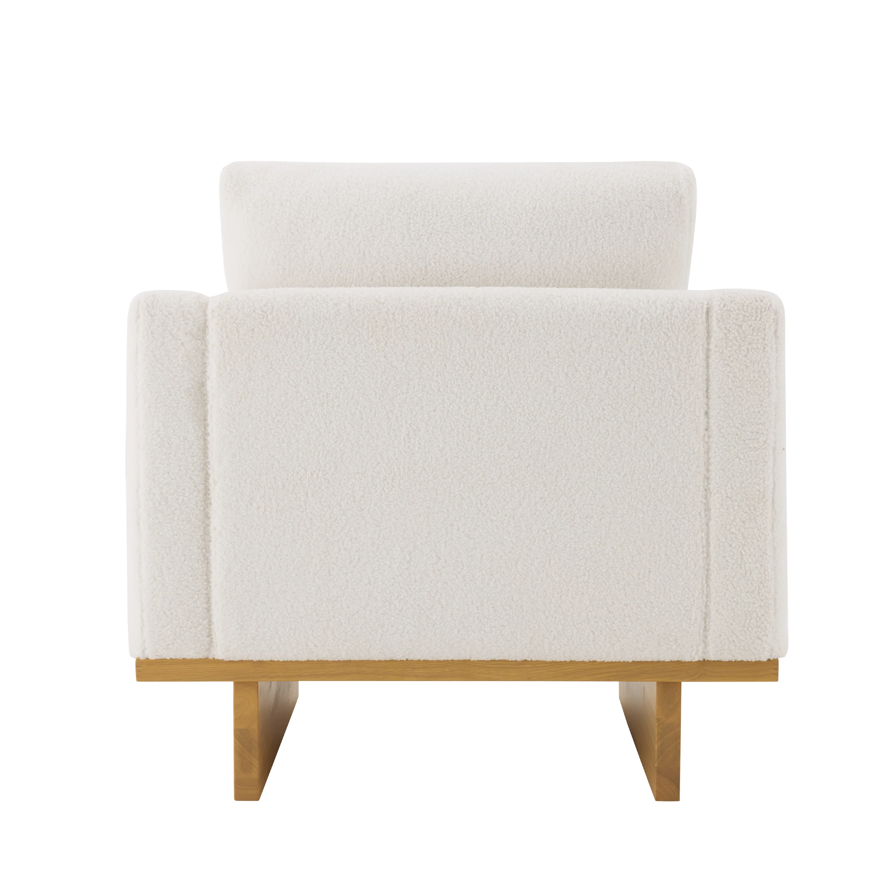 Mid-Century Modern White Minimalist Accent Chair with Solid Wood Frame - Image 9