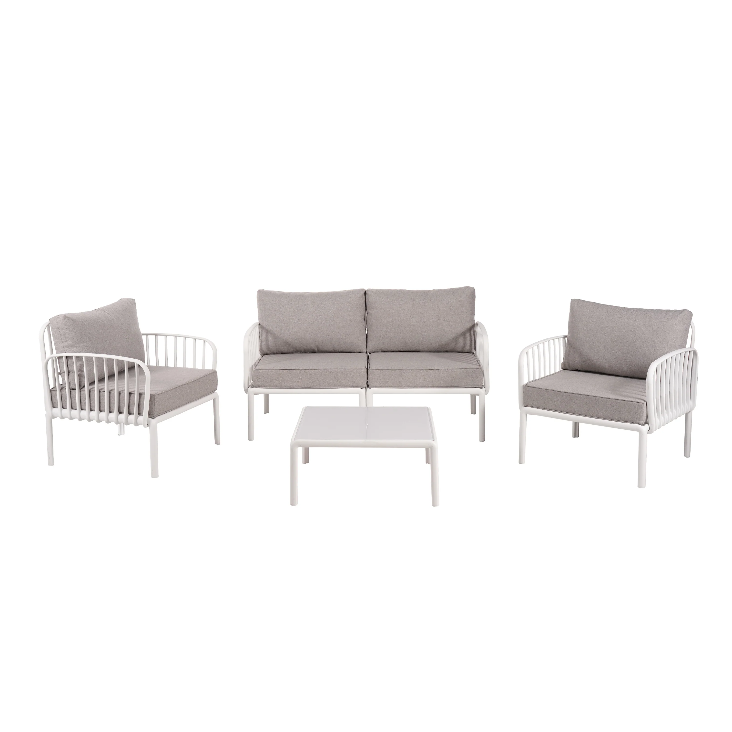 Modern Outdoor 5 Piece Patio Conversation Set with Coffee Table & Waterproof Cushions - Image 2