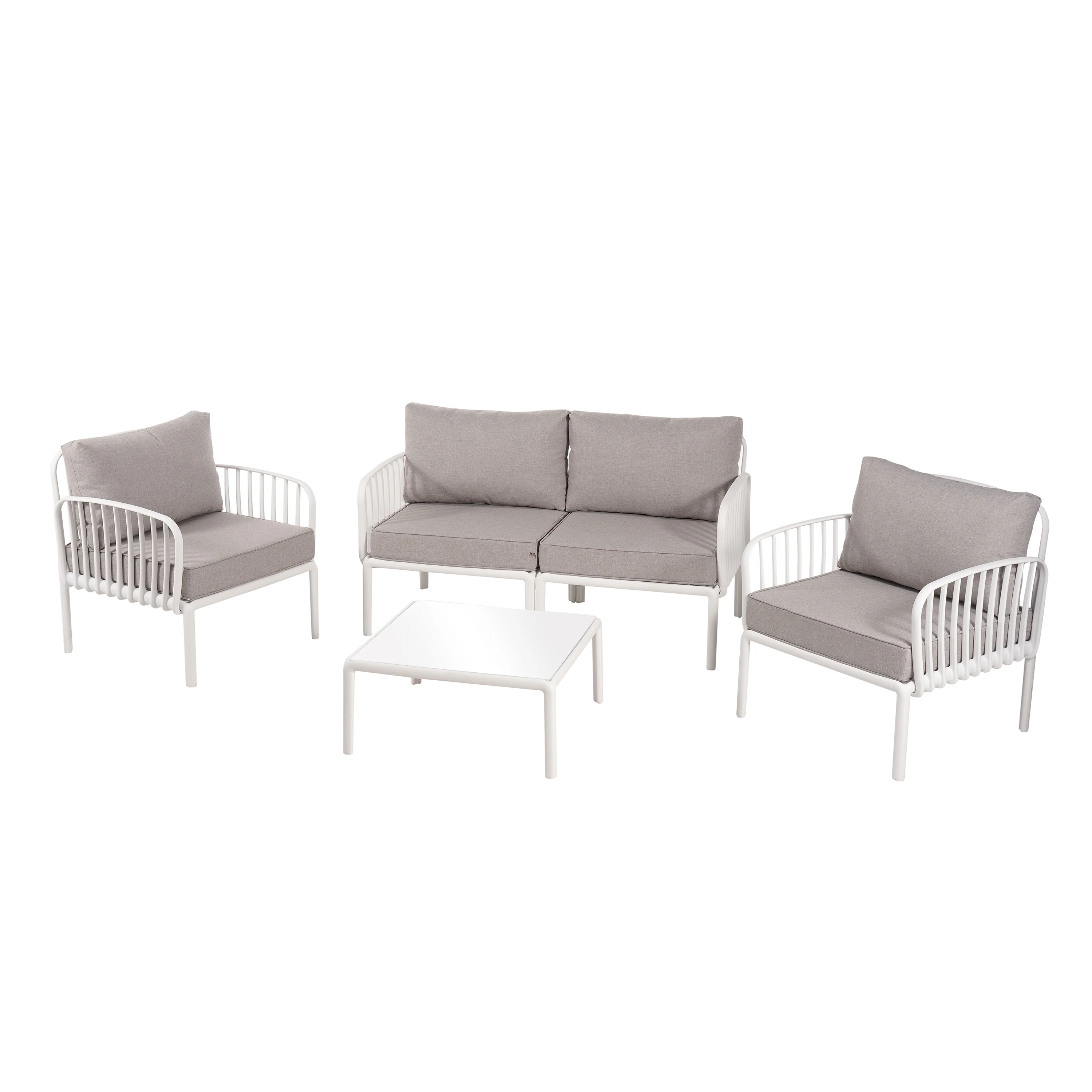Modern Outdoor 5 Piece Patio Conversation Set with Coffee Table & Waterproof Cushions - Image 3