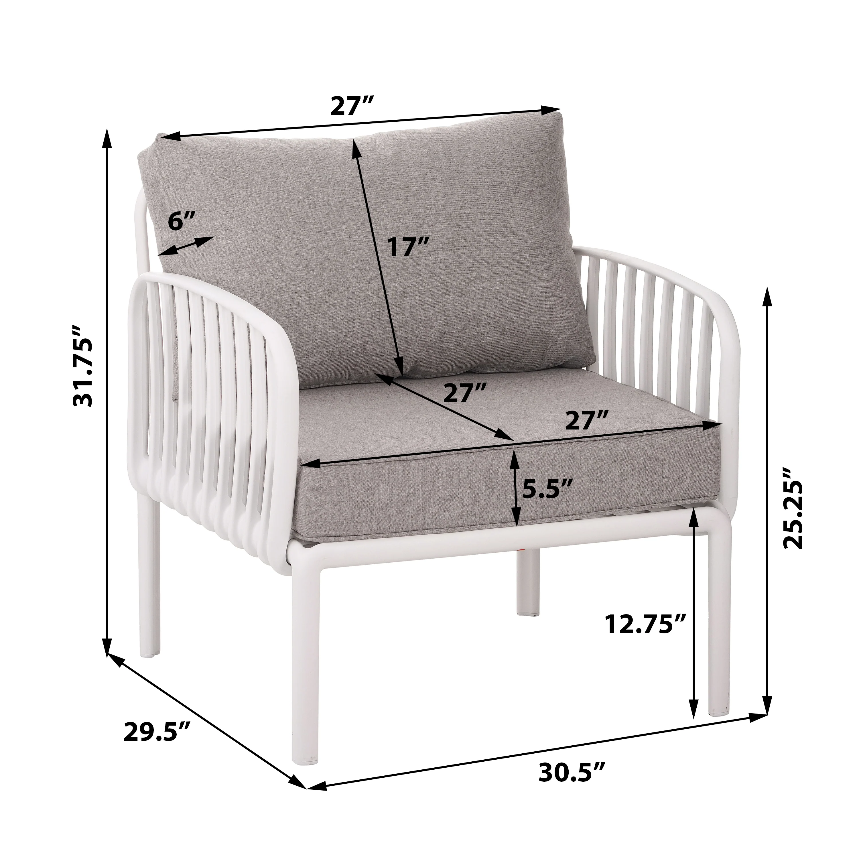 Modern Outdoor 5 Piece Patio Conversation Set with Coffee Table & Waterproof Cushions - Image 4