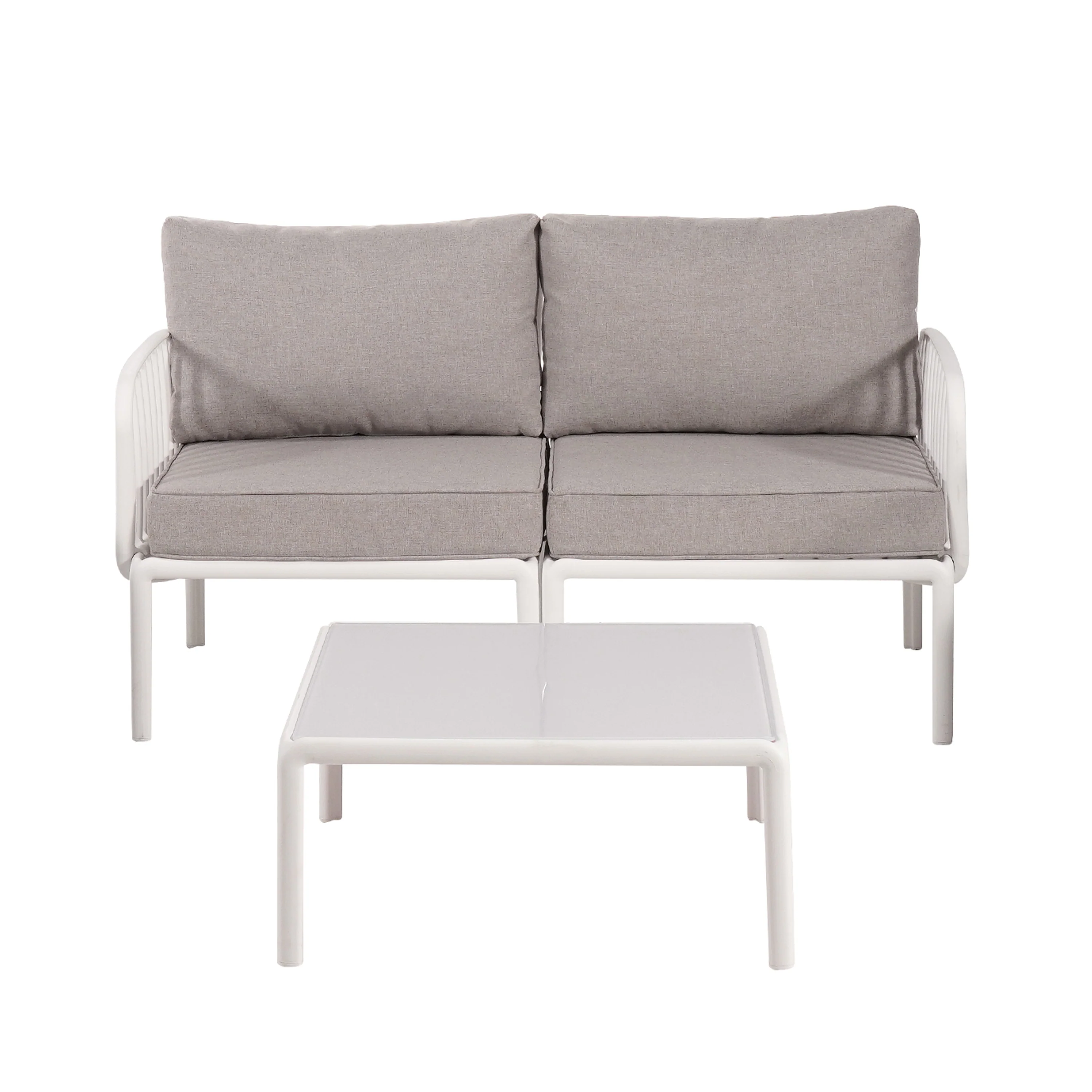 Modern Outdoor 5 Piece Patio Conversation Set with Coffee Table & Waterproof Cushions - Image 8