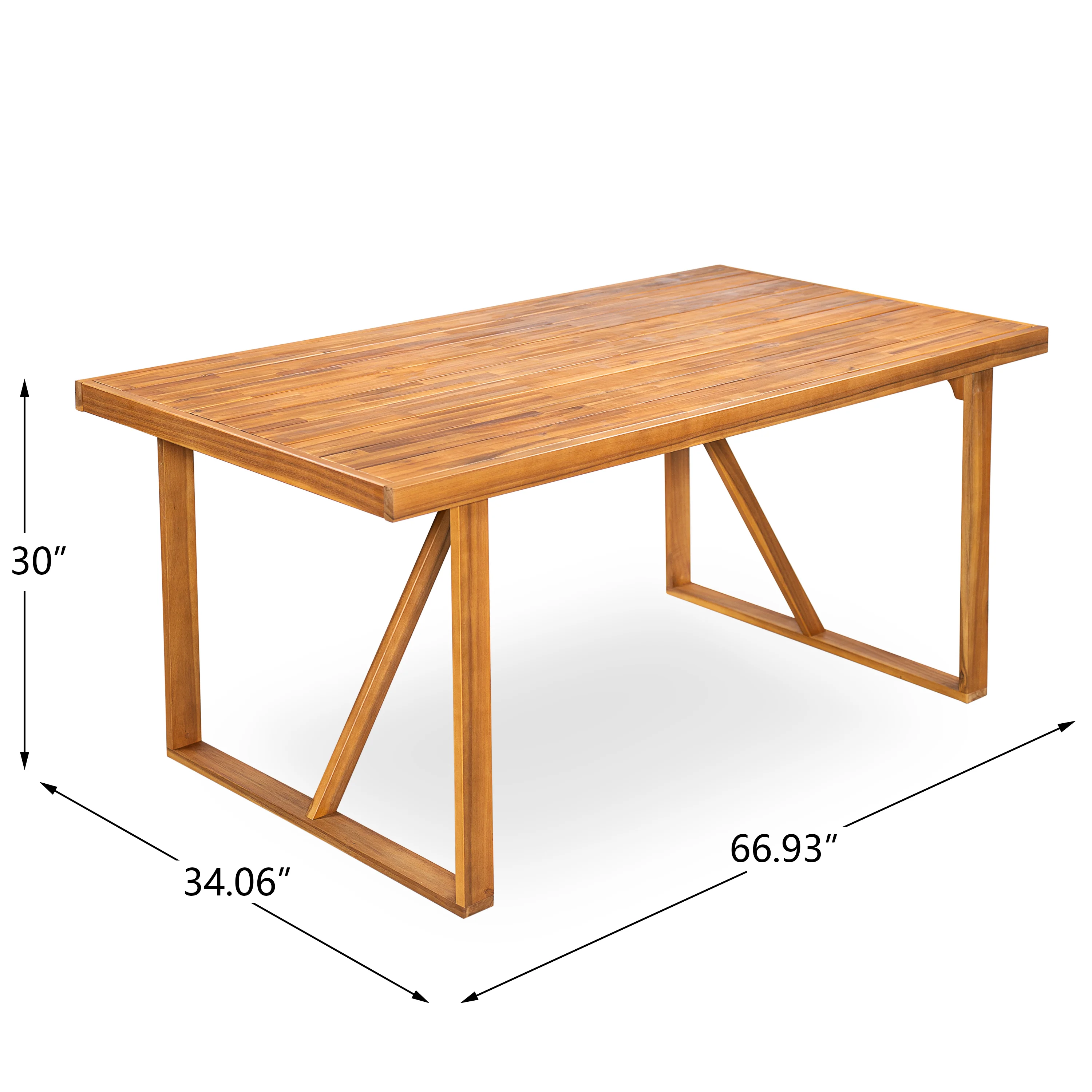 Modern Outdoor 7 Piece Acacia Wood Teak Dining Set with Cushions - Image 3