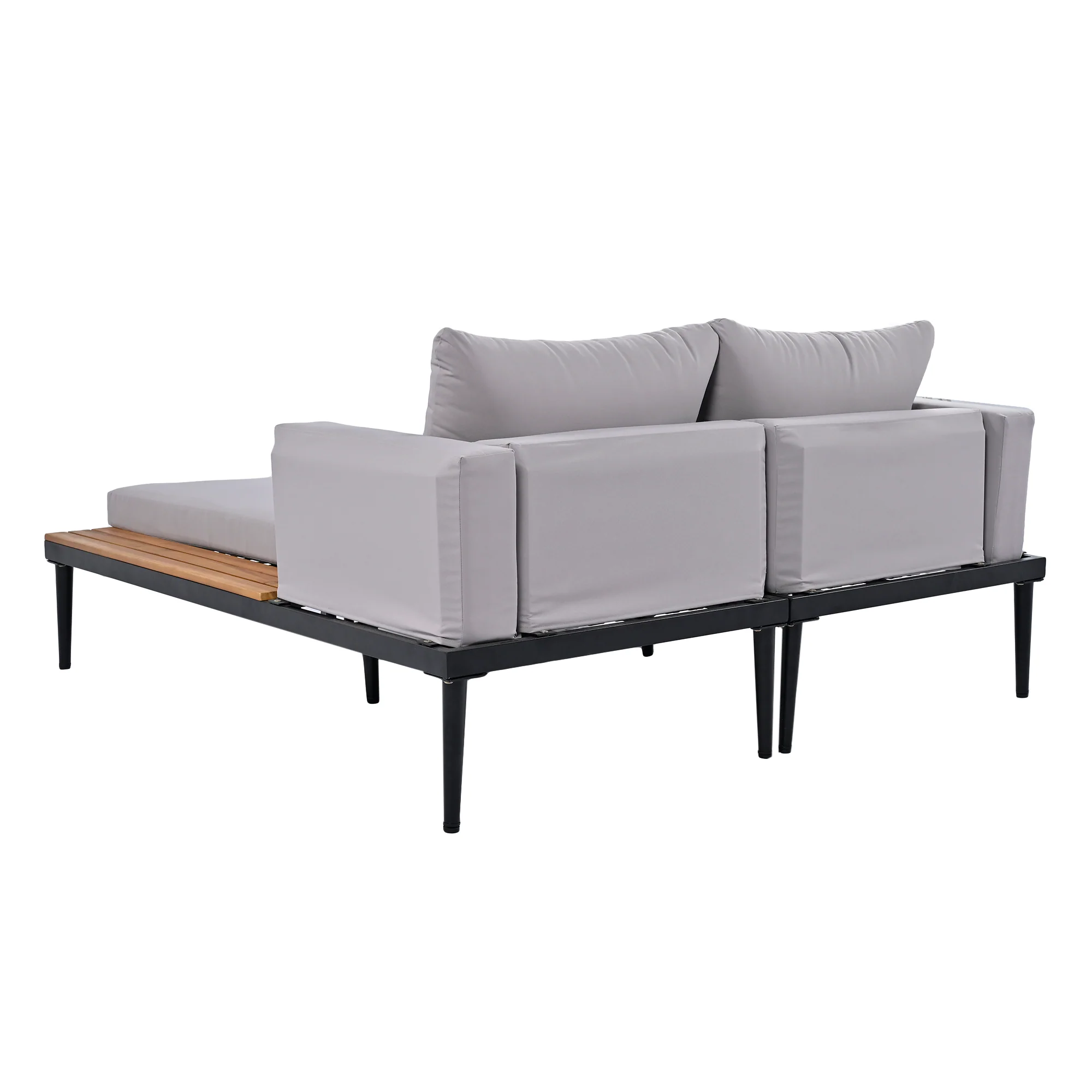 Walker Edison | Modern Outdoor Patio Daybed with Wood Topped Side Tables - Image 10