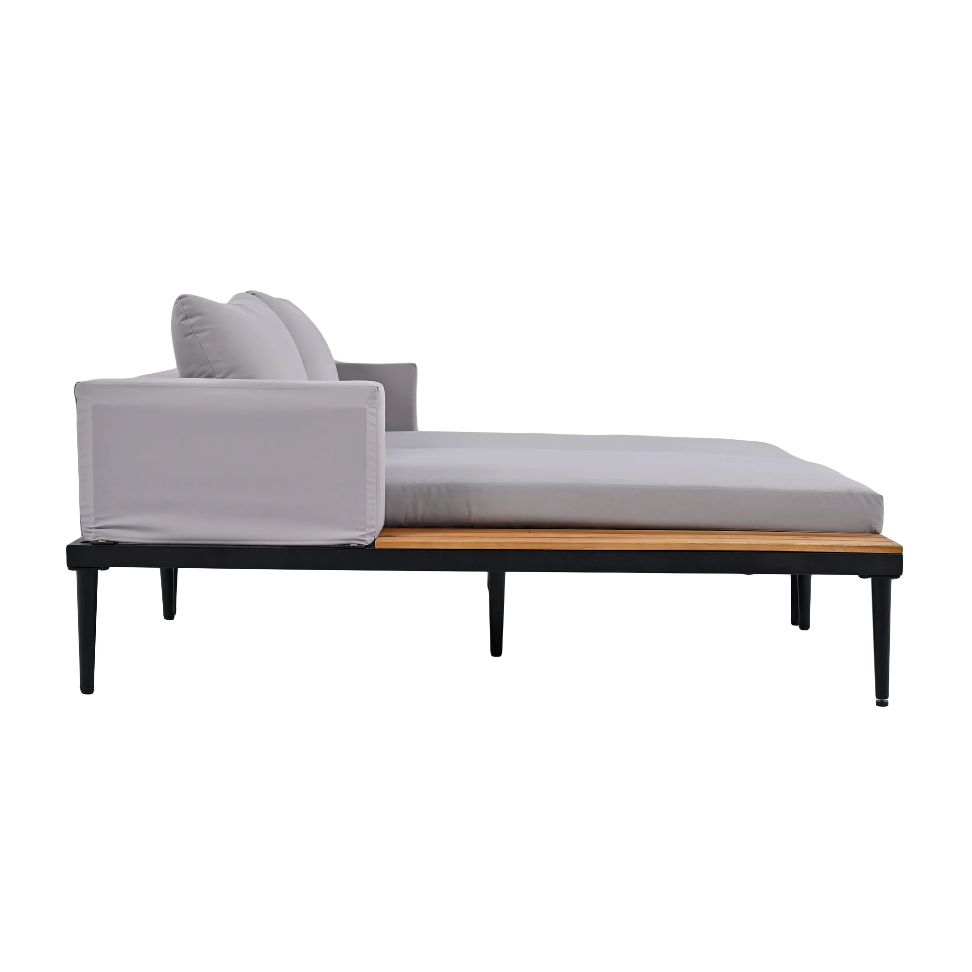 Walker Edison | Modern Outdoor Patio Daybed with Wood Topped Side Tables - Image 12