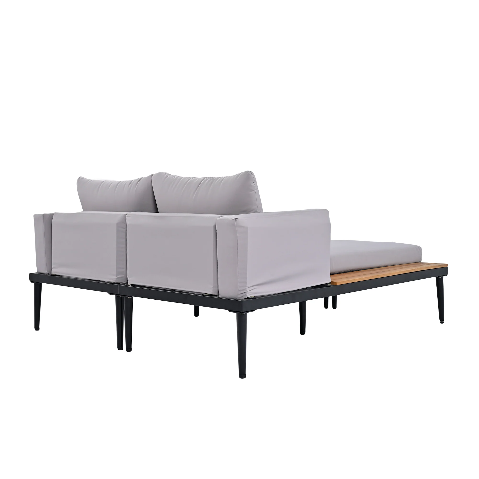 Walker Edison | Modern Outdoor Patio Daybed with Wood Topped Side Tables - Image 13