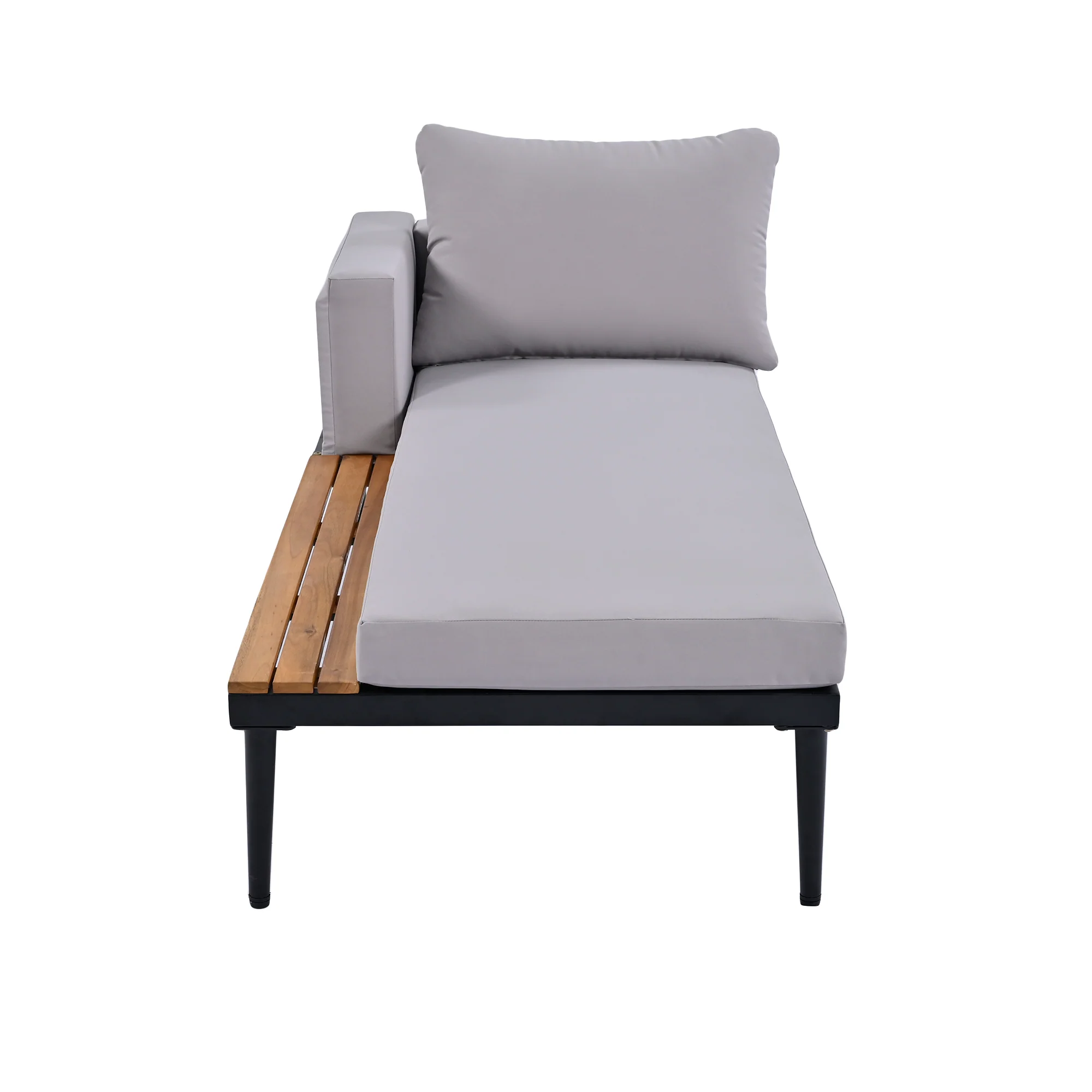 Walker Edison | Modern Outdoor Patio Daybed with Wood Topped Side Tables - Image 14