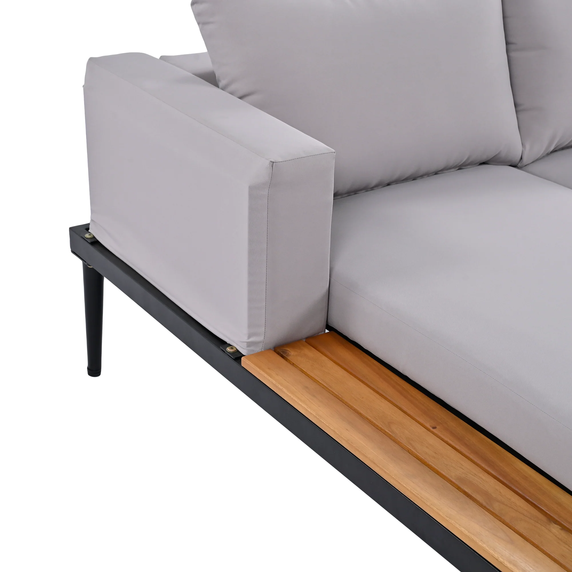 Walker Edison | Modern Outdoor Patio Daybed with Wood Topped Side Tables - Image 15