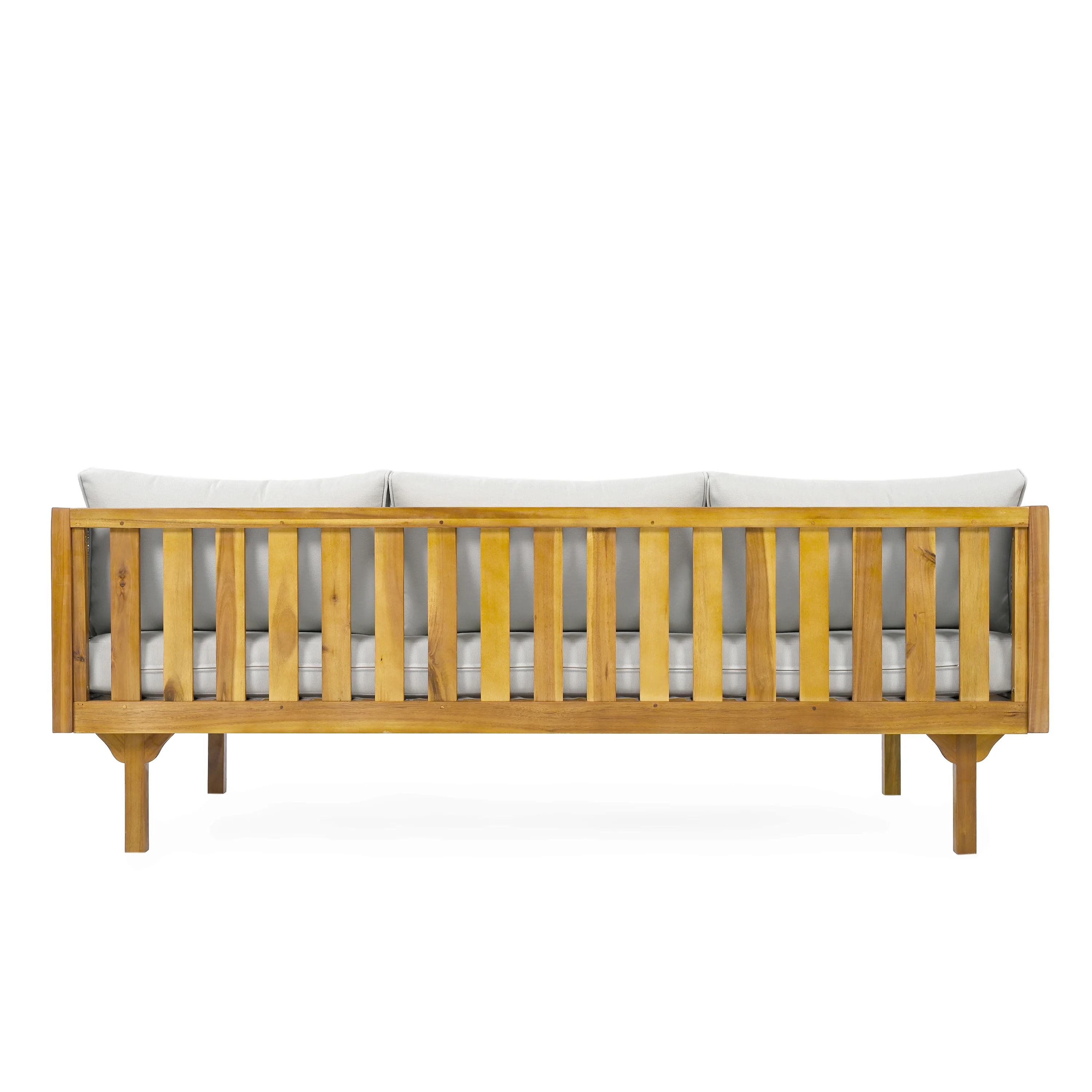 Walker Edison | Modern Outdoor Teak Rattan Deep Seat Daybed - Image 9