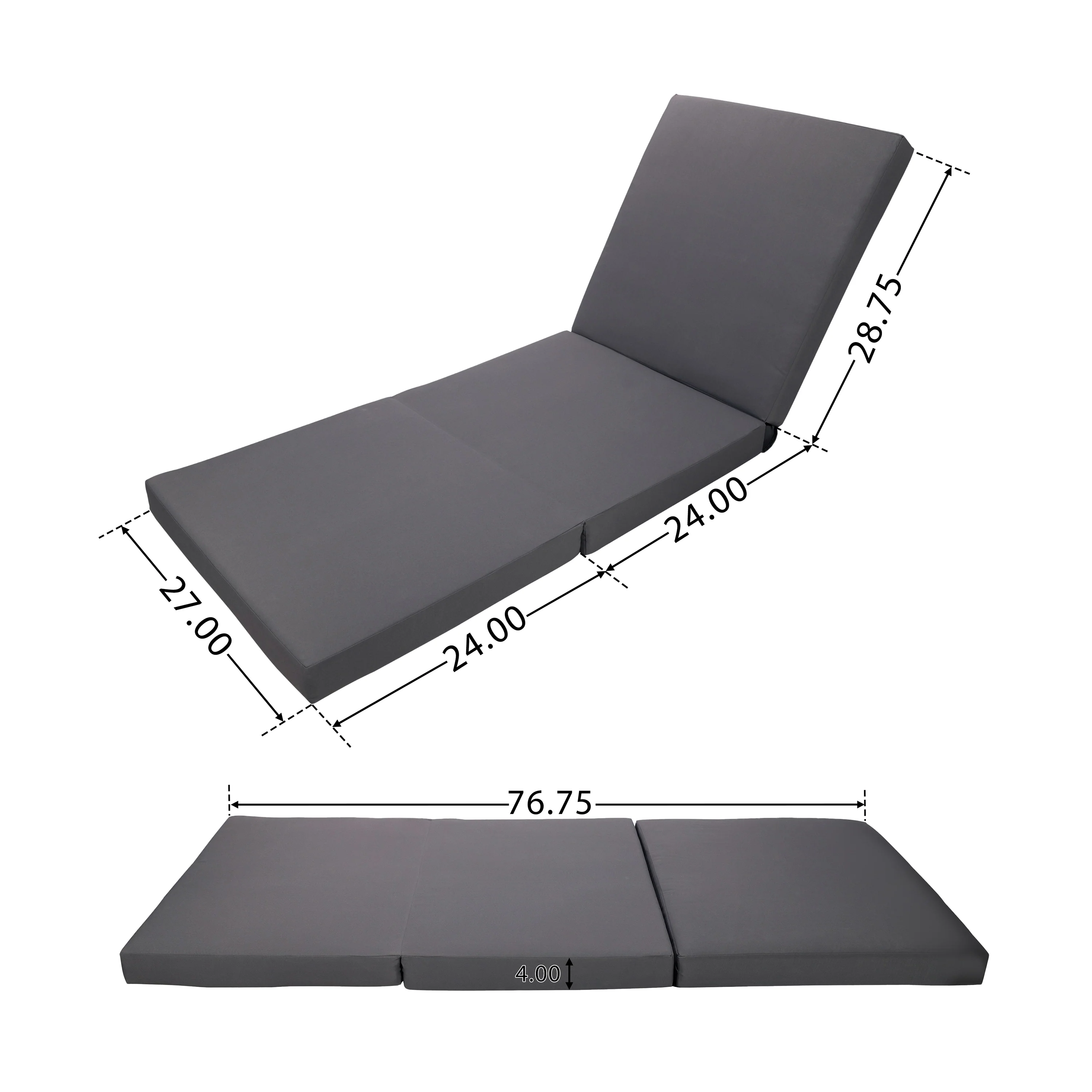Modern Patio Sun Lounger Chaise with Water-Repellent Cushion - Image 4