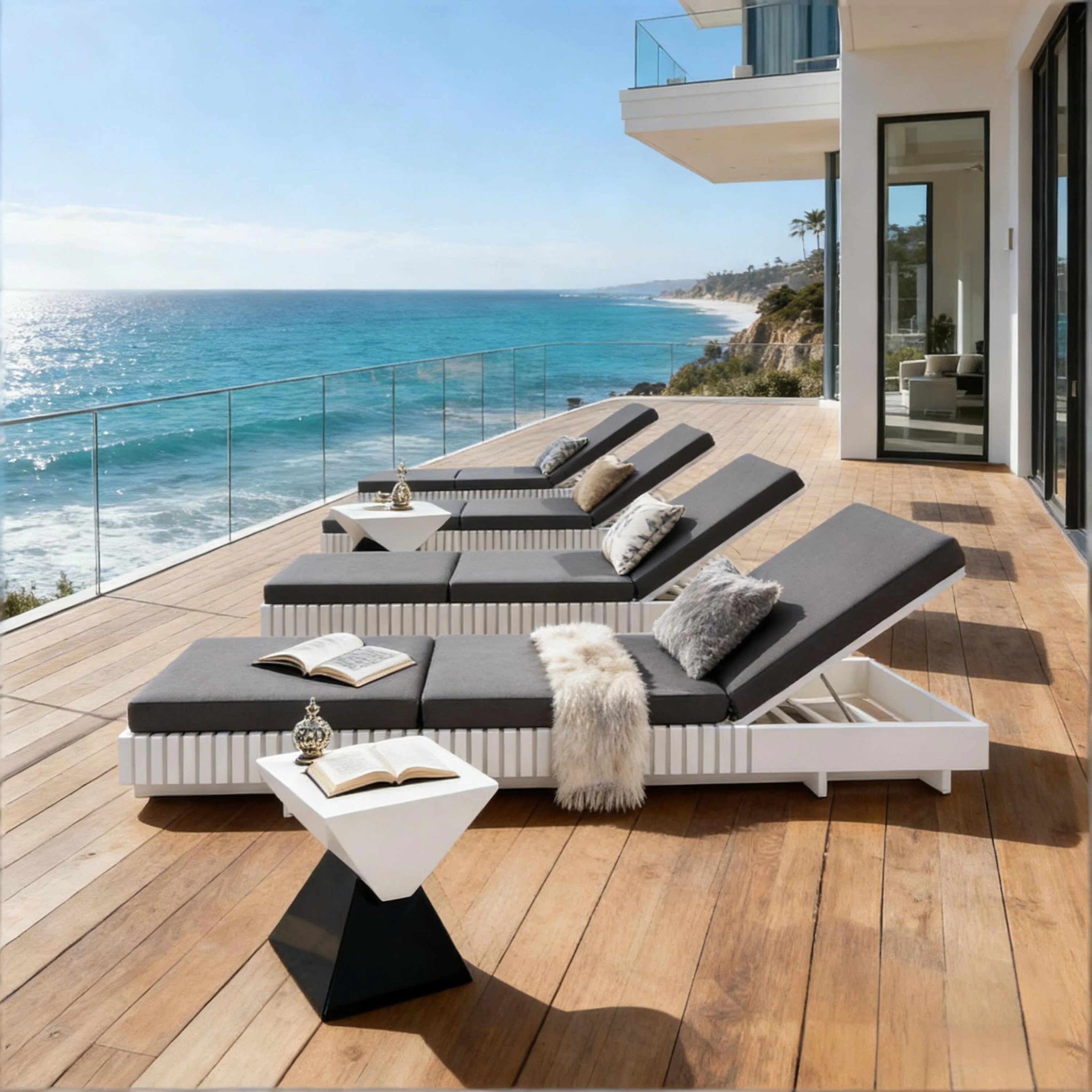 Modern Patio Sun Lounger Chaise with Water-Repellent Cushion - Image 6