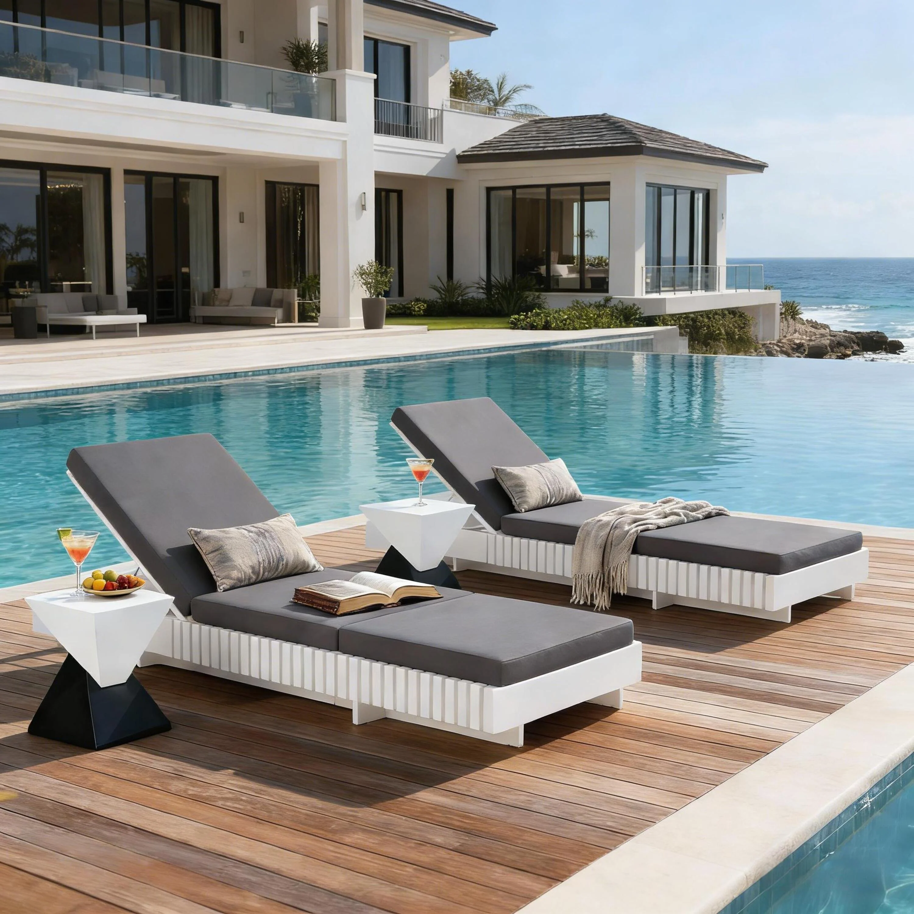Modern Patio Sun Lounger Chaise with Water-Repellent Cushion - Image 7