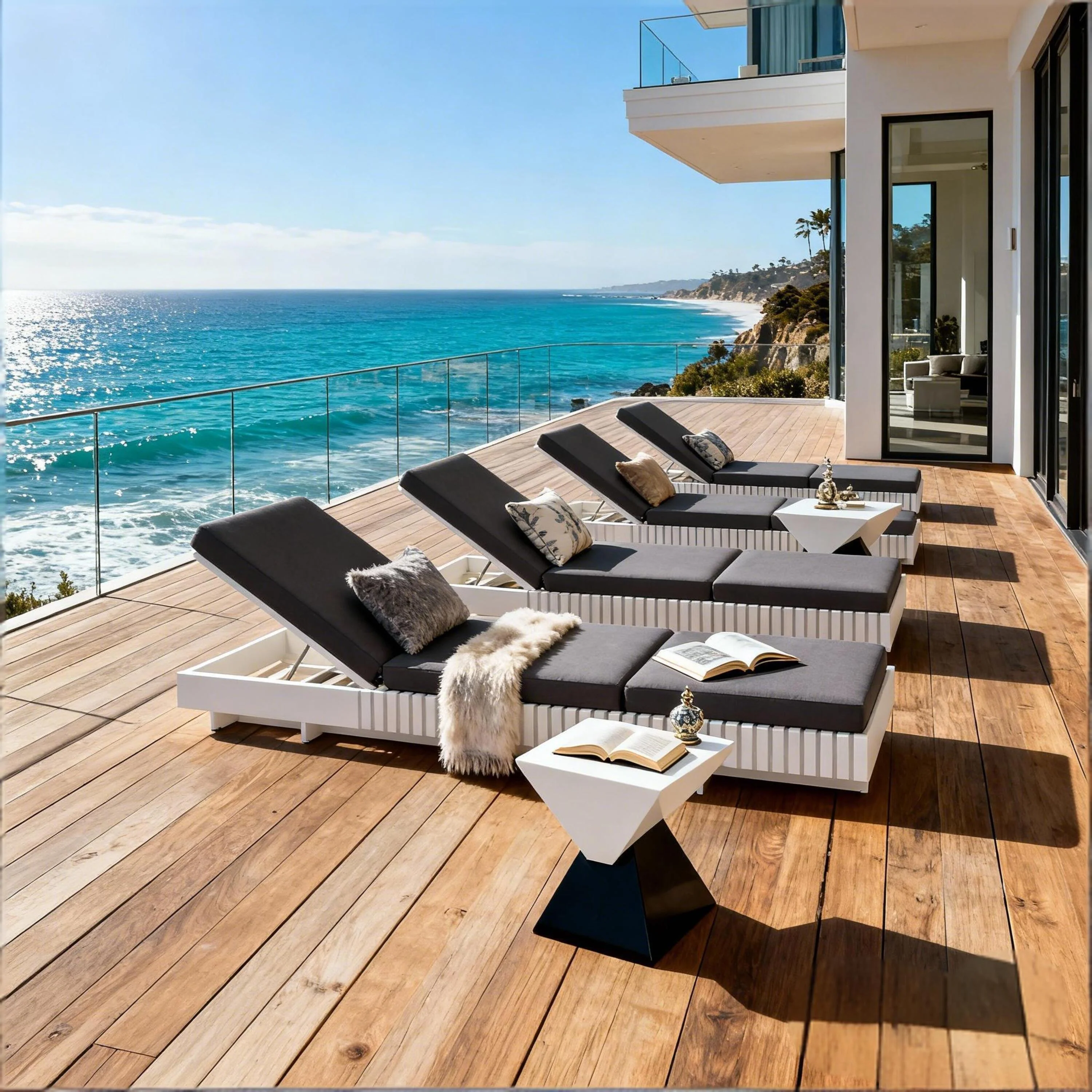 Modern Patio Sun Lounger Chaise with Water-Repellent Cushion - Image 8