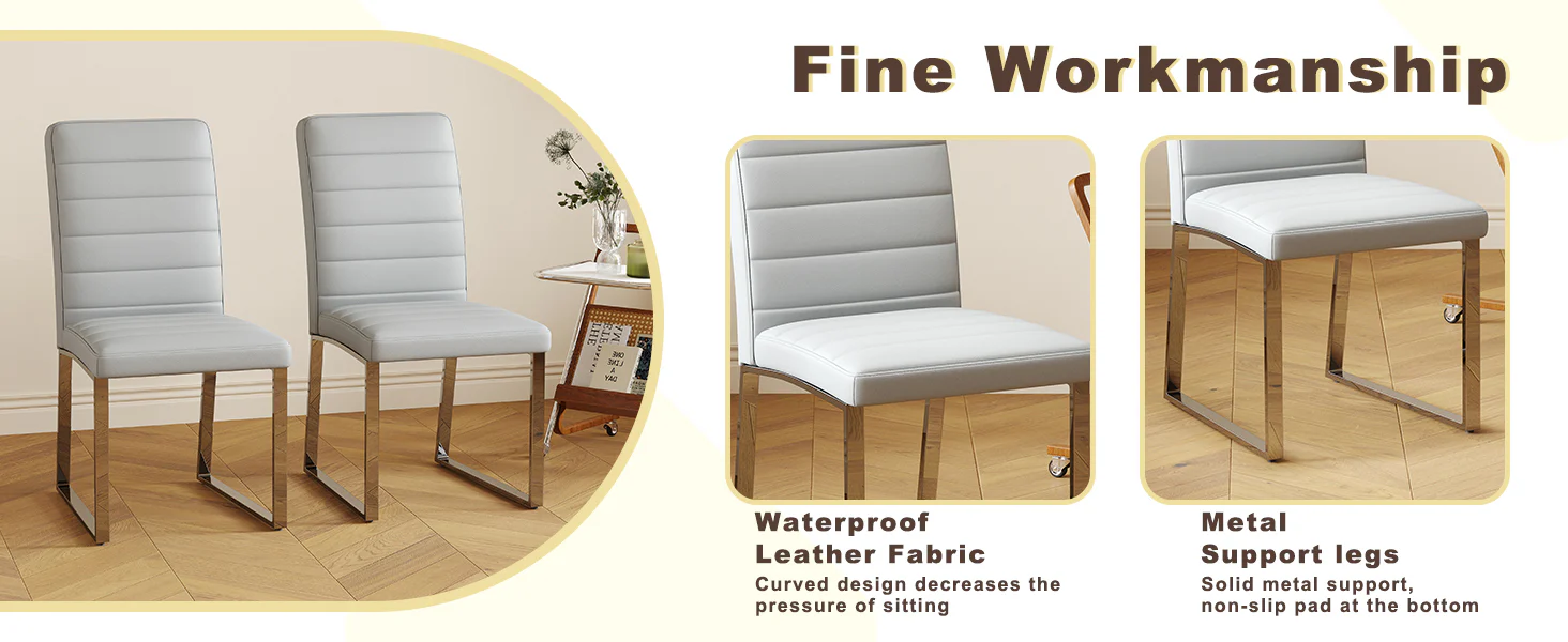 Modern Reeded 4 Piece Dining Set with Storage - Image 12