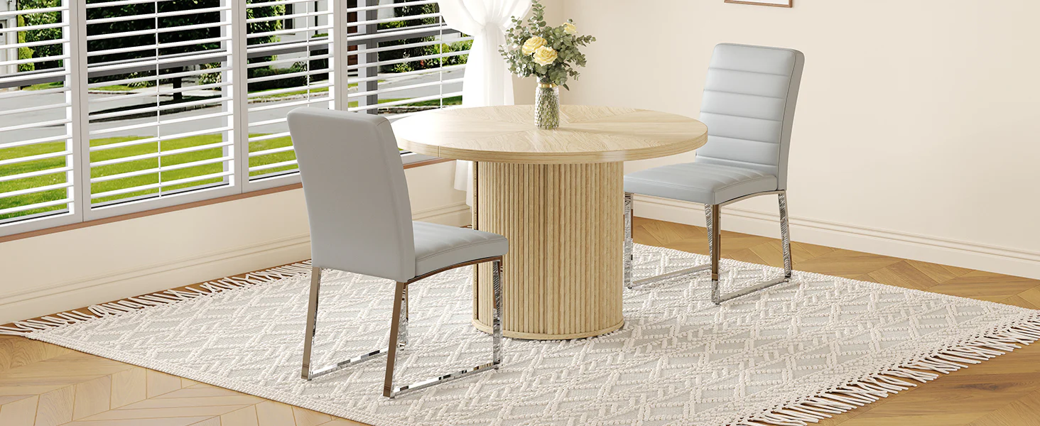Modern Reeded 4 Piece Dining Set with Storage - Image 13