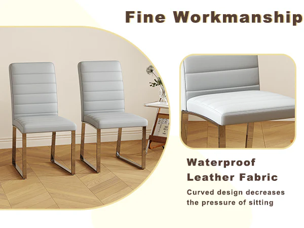 Modern Reeded 4 Piece Dining Set with Storage - Image 16