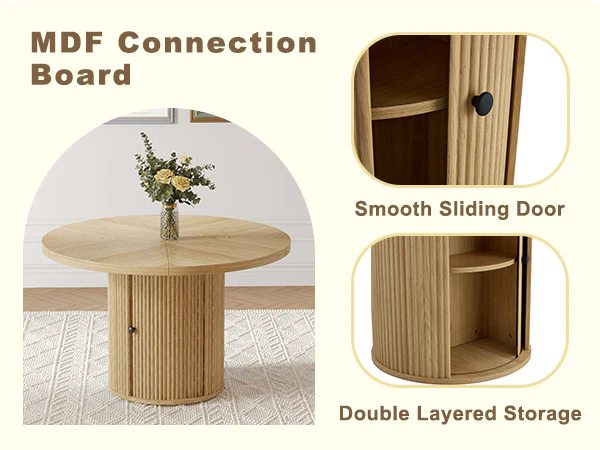 Modern Reeded 4 Piece Dining Set with Storage - Image 20