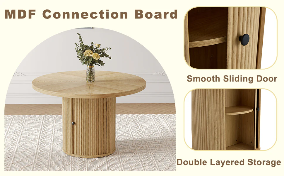 Modern Reeded 4 Piece Dining Set with Storage - Image 23