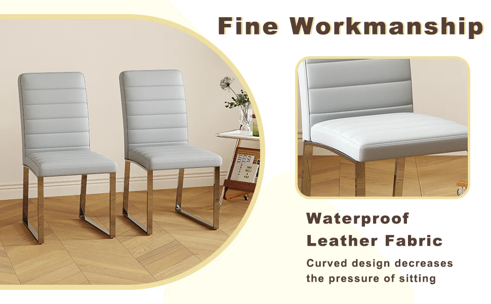 Modern Reeded 4 Piece Dining Set with Storage - Image 25