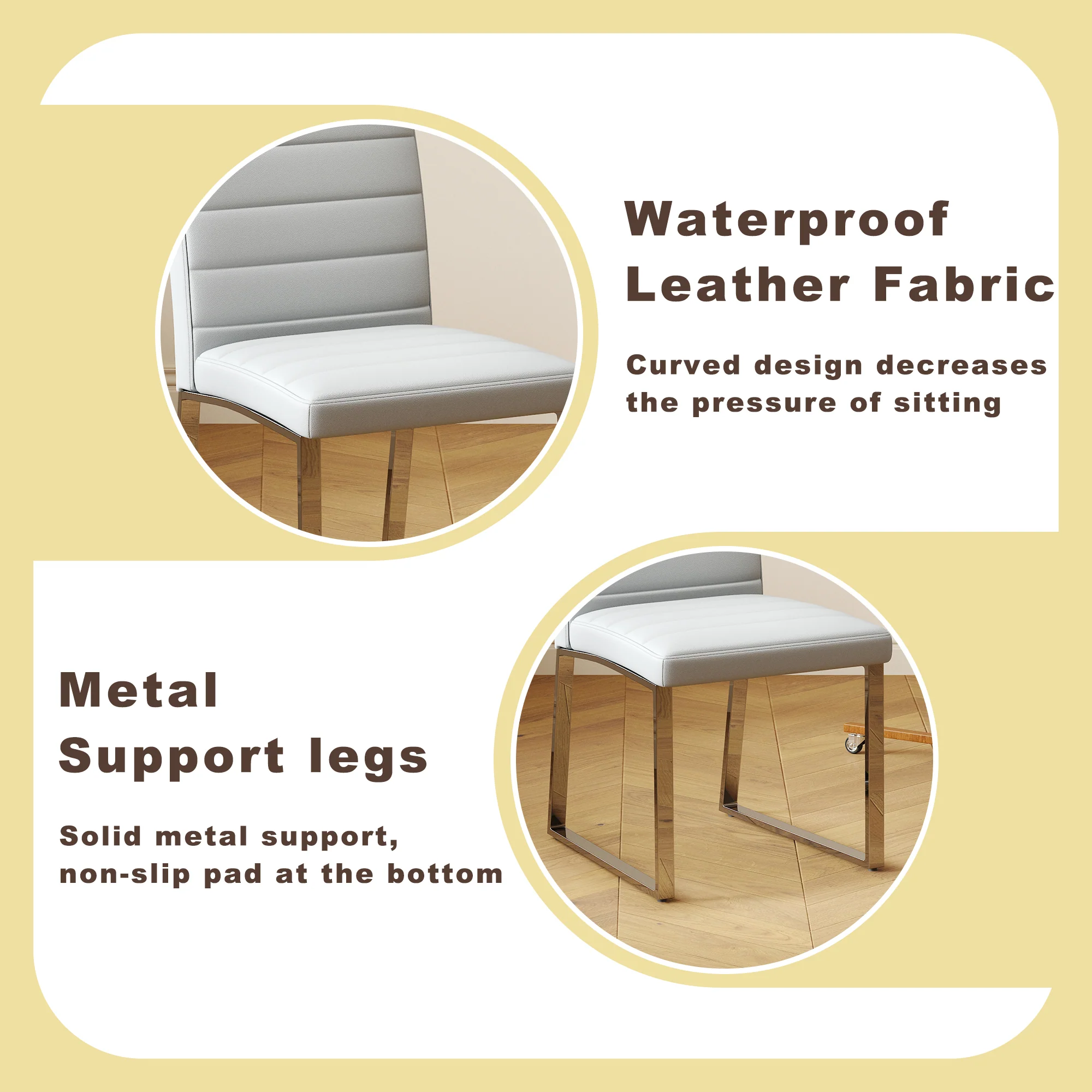 Modern Reeded 4 Piece Dining Set with Storage - Image 9