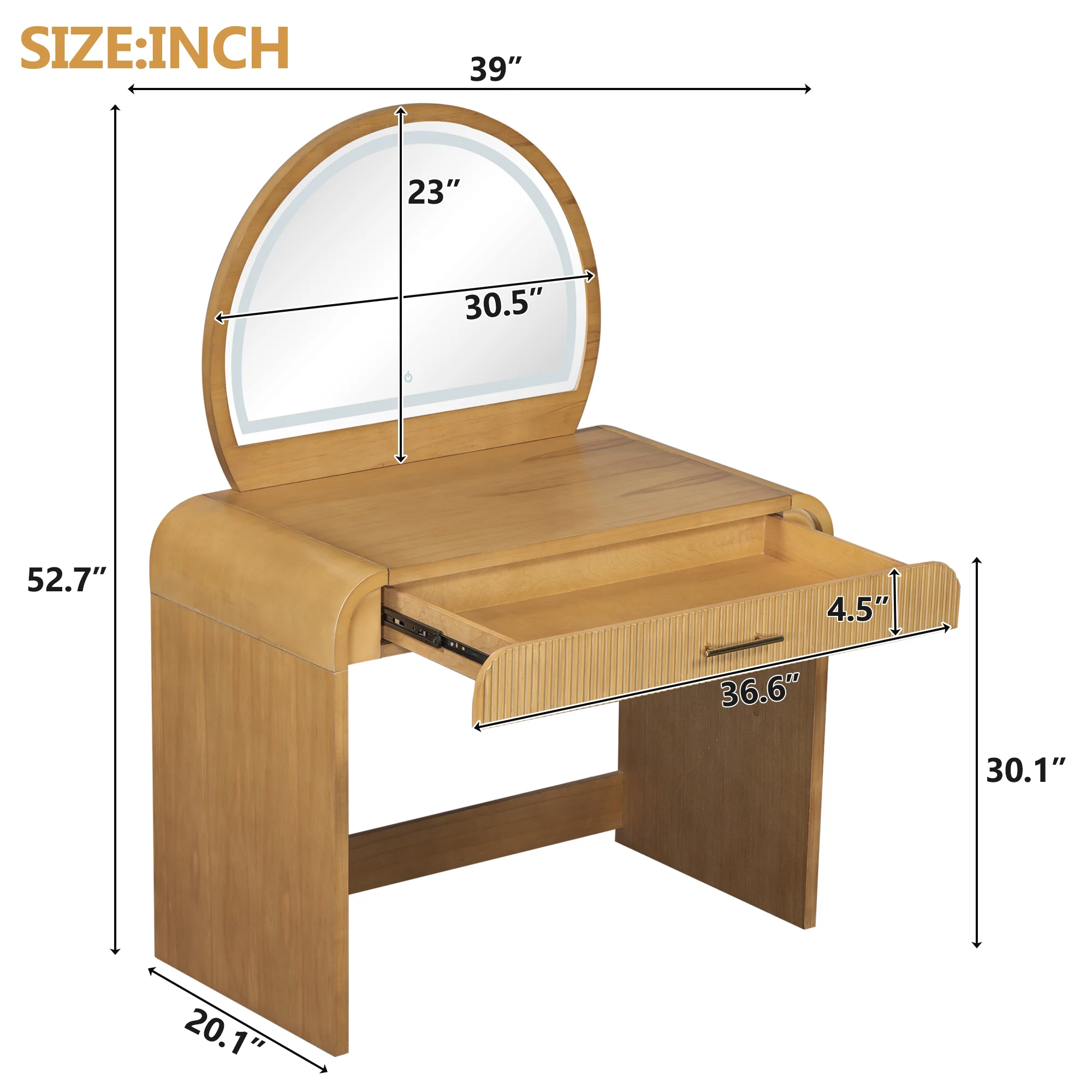 Walker Edison | Modern Reeded Curve Design Makeup Vanity Table - Image 15