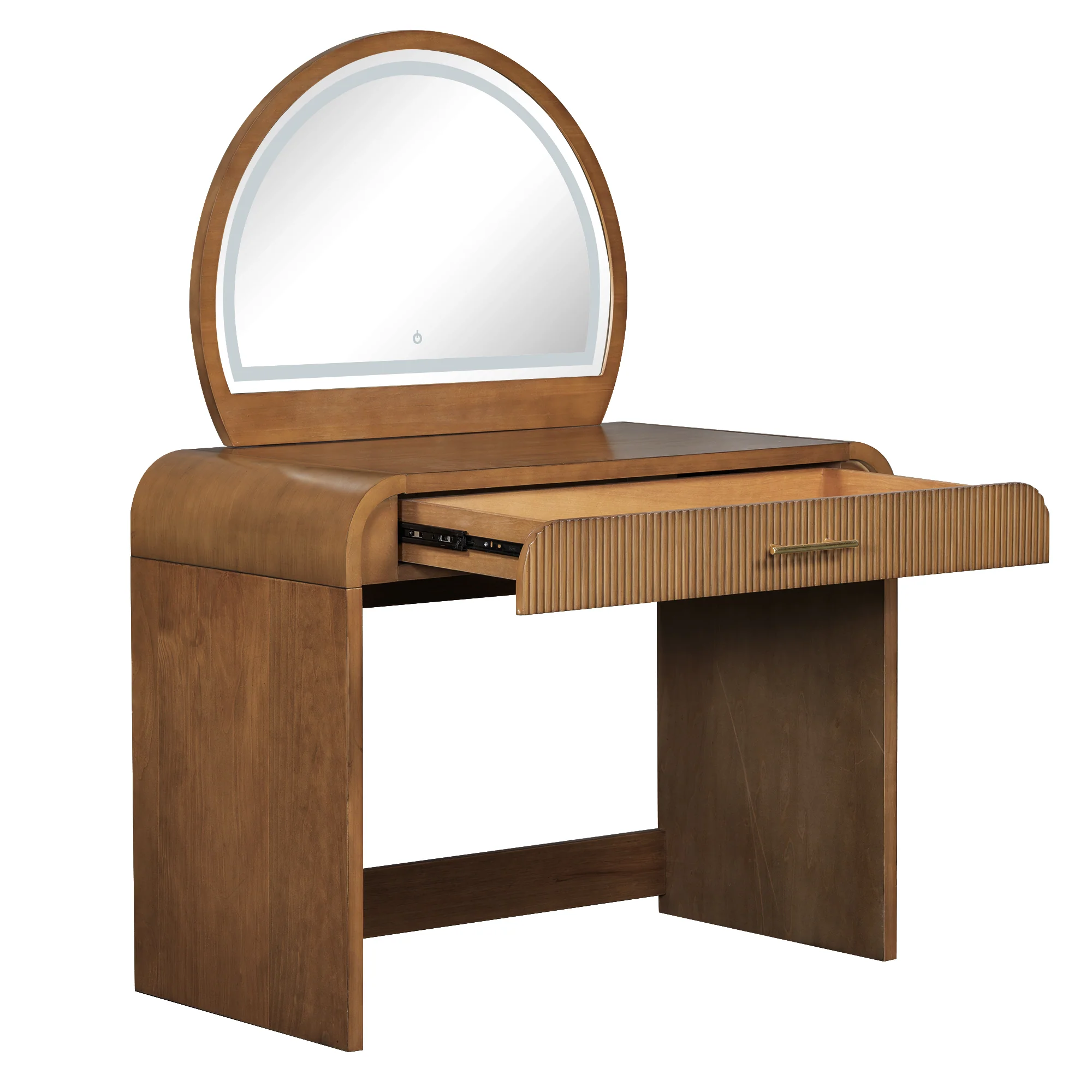 Walker Edison | Modern Reeded Curve Design Makeup Vanity Table - Image 24