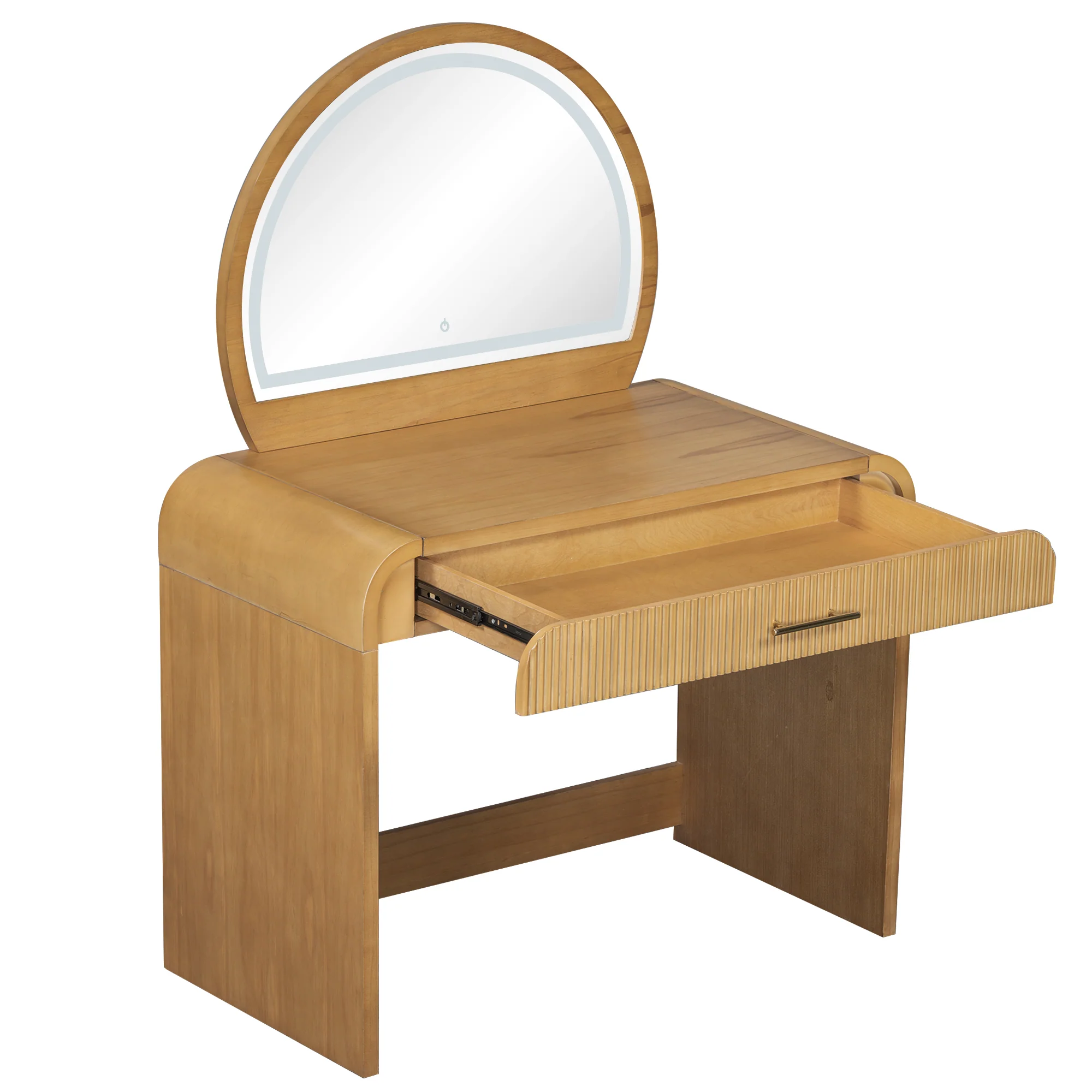 Walker Edison | Modern Reeded Curve Design Makeup Vanity Table - Image 27