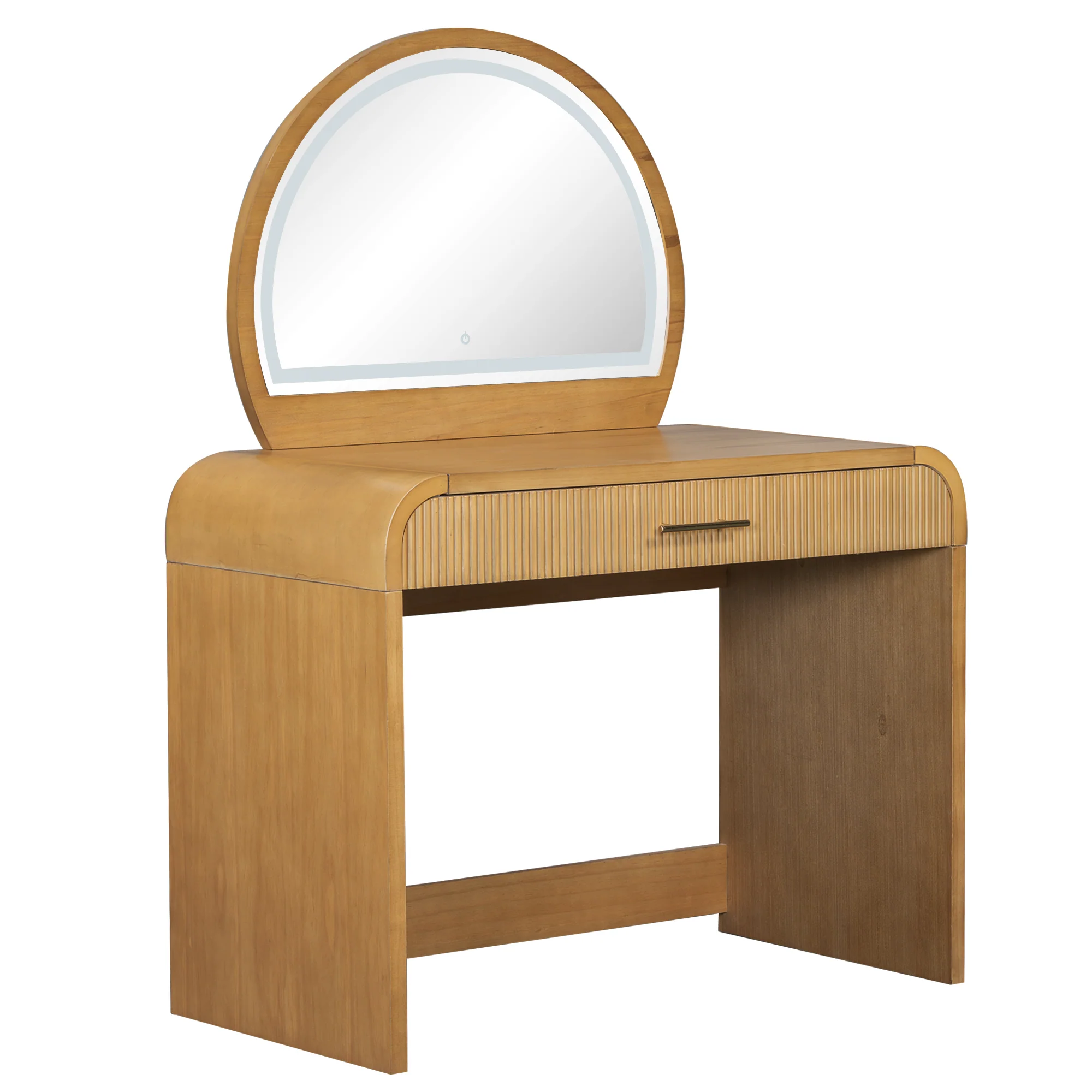 Walker Edison | Modern Reeded Curve Design Makeup Vanity Table - Image 28