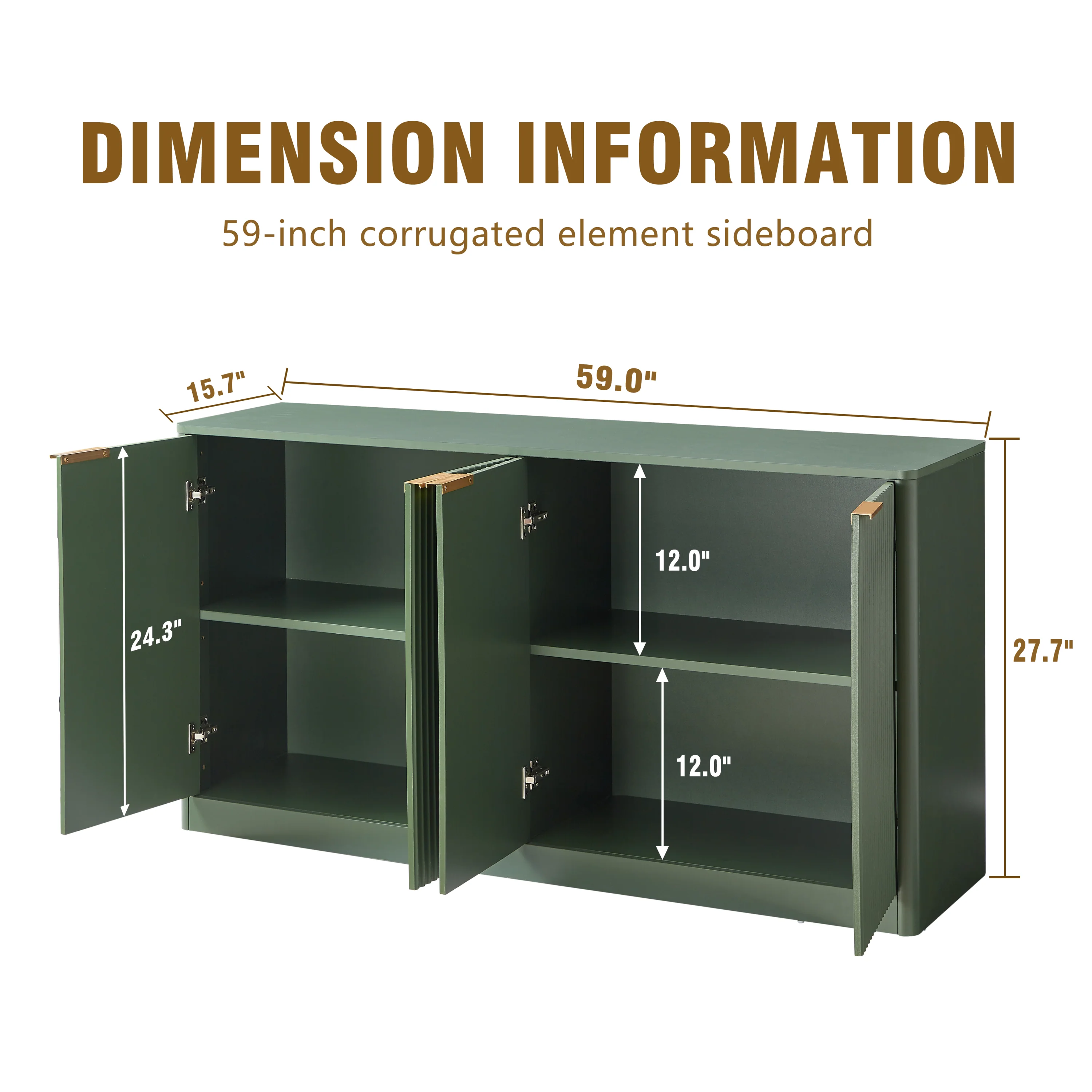 Modern Reeded Curved Design Storage 59" TV Stand Sideboard - Image 7