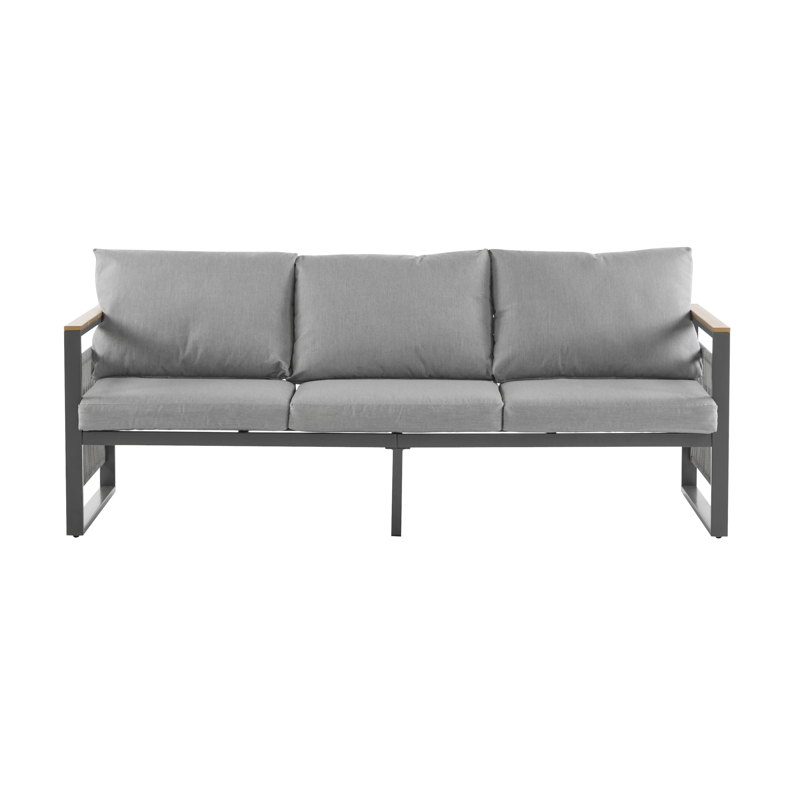 Modern Rope Design Outdoor Patio Sofa Set with Cushion & Table - Image 11