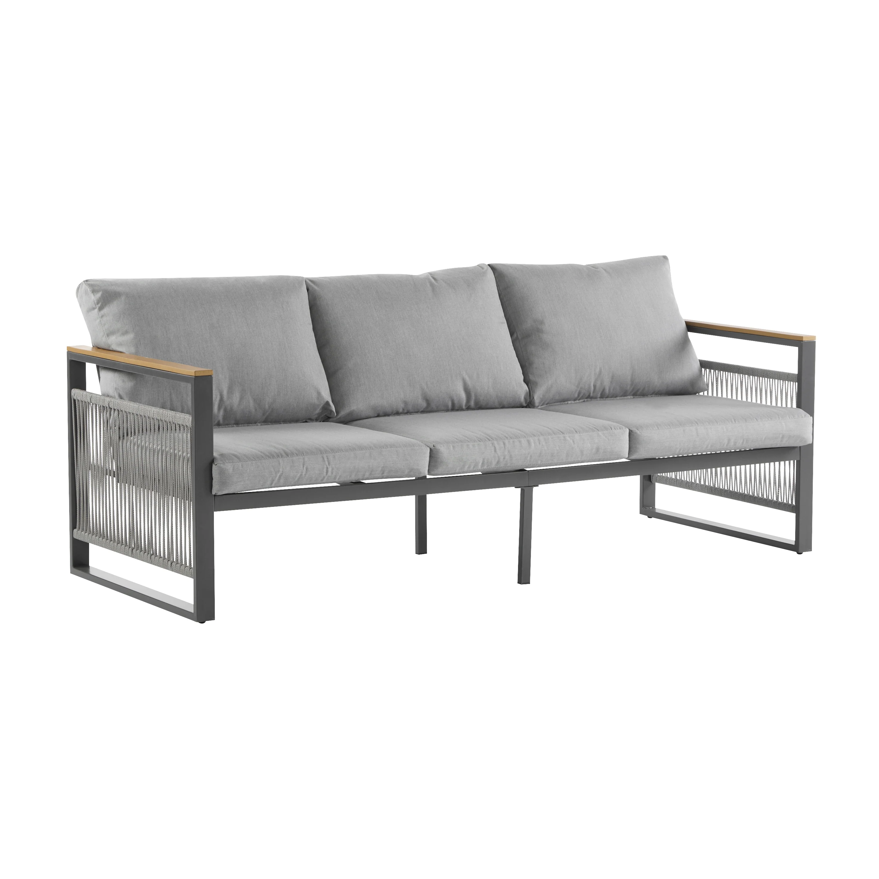 Modern Rope Design Outdoor Patio Sofa Set with Cushion & Table - Image 12