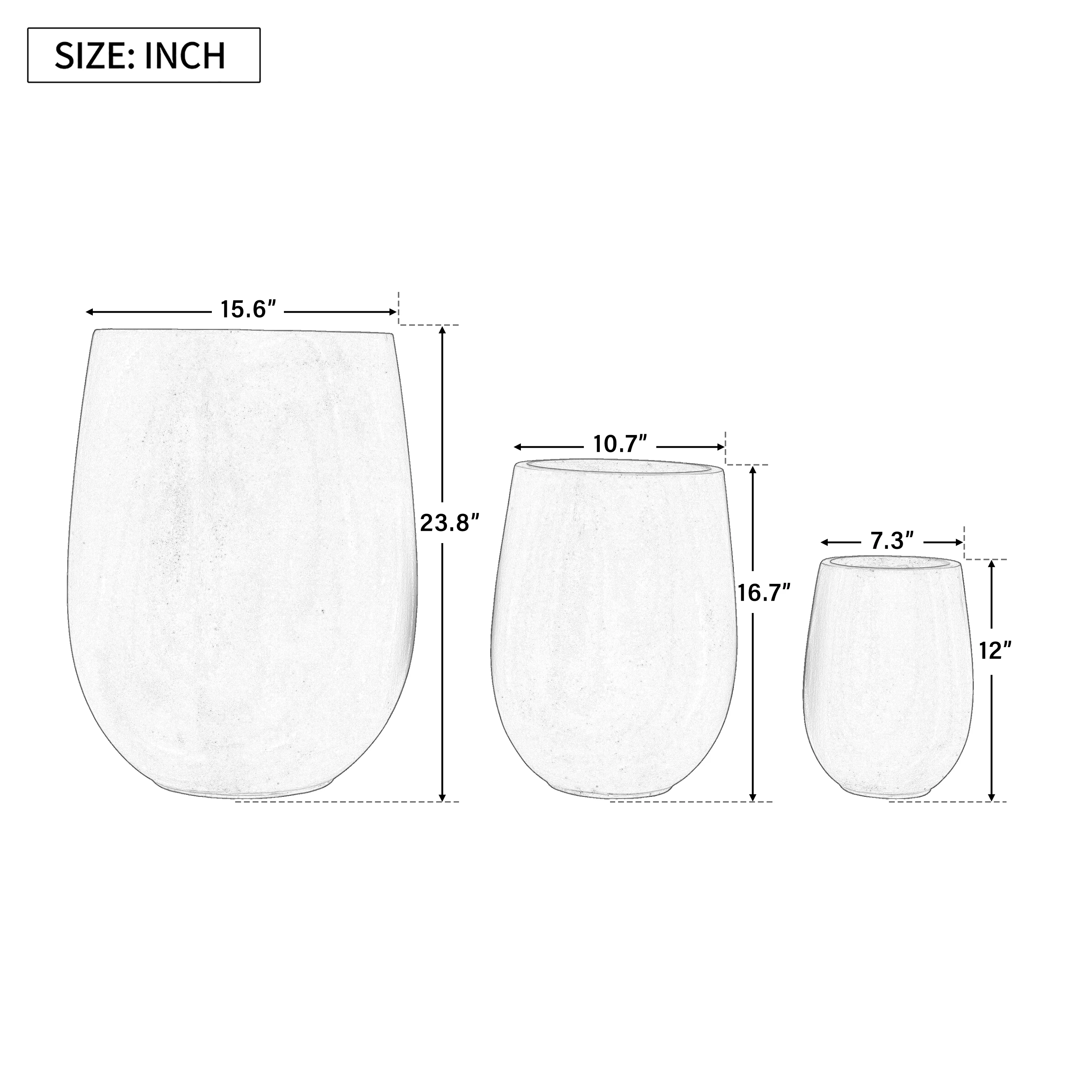 Modern Round Lightweight Outdoor Patio Planter Set of 3 Sizes - Image 7