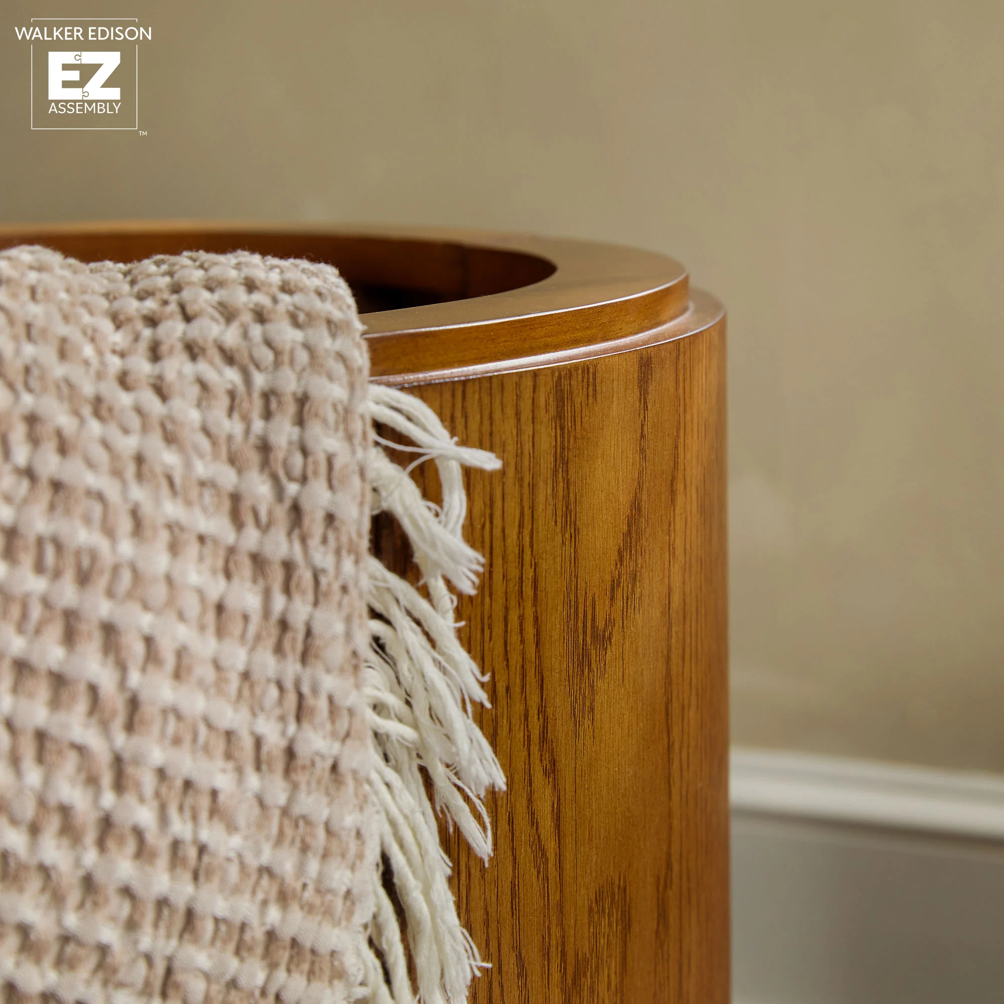 Maya 18" Modern Easy Assembly Round Oak Wood Veneer Side Table with Storage - Image 11
