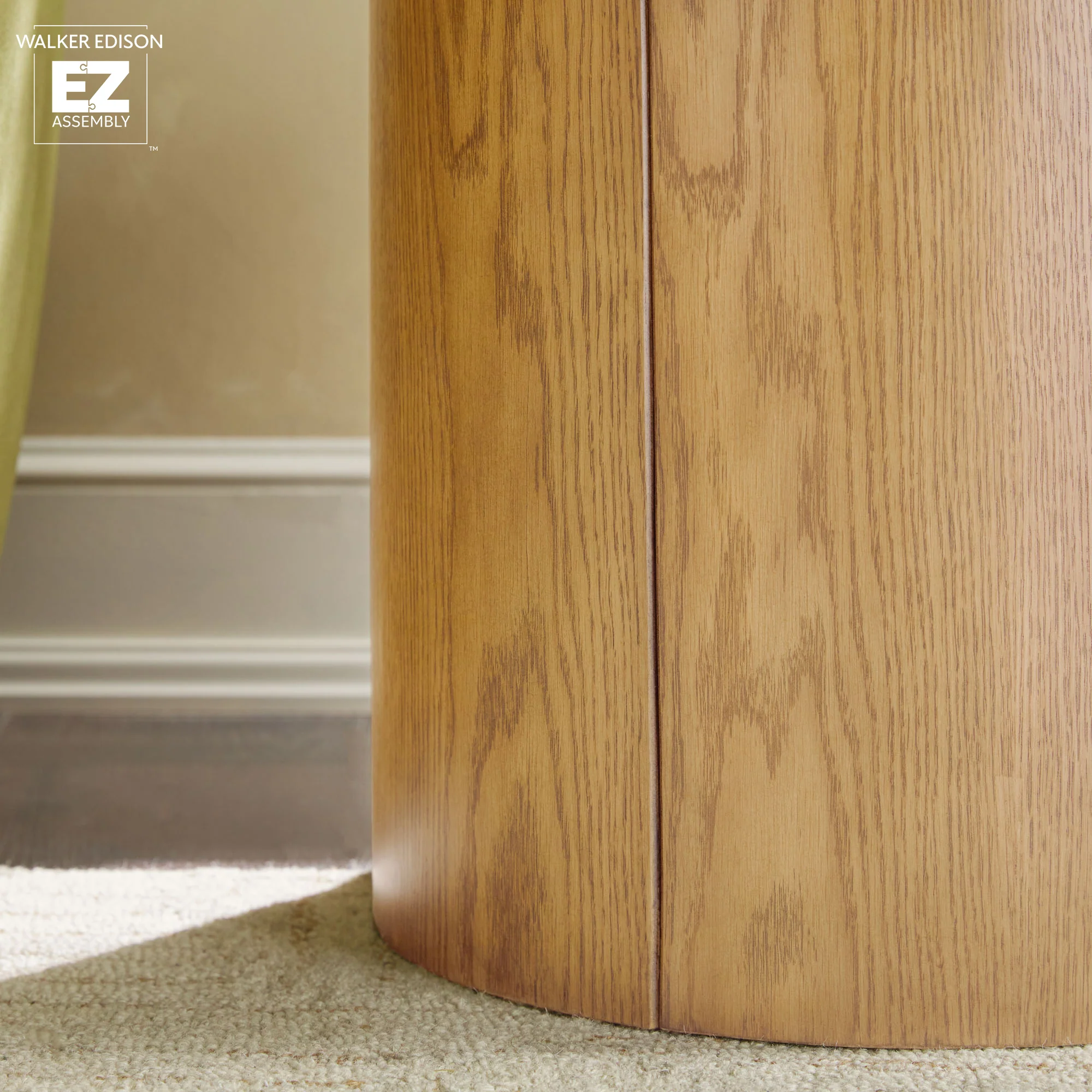 Maya 18" Modern Easy Assembly Round Oak Wood Veneer Side Table with Storage - Image 14