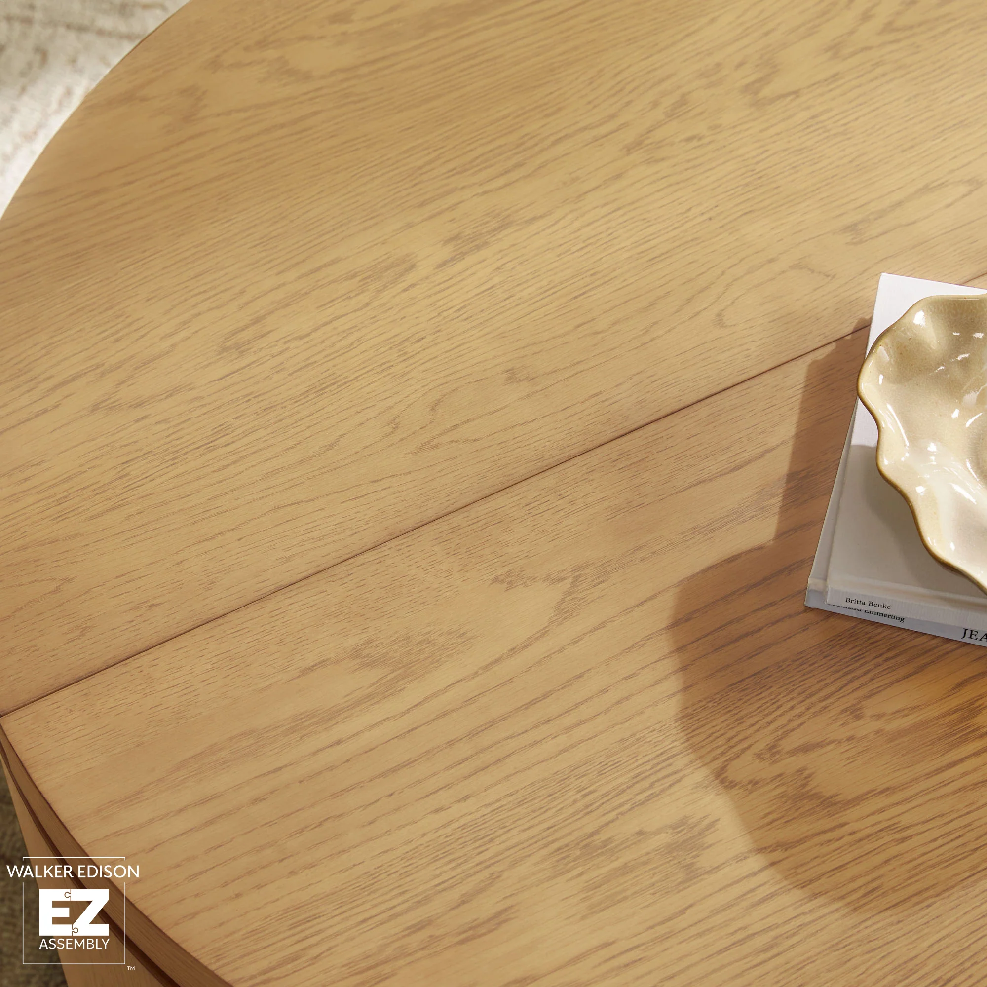 Maya 36" Modern Easy Assembly Round Oak Wood Veneer Coffee table with Storage - Image 16