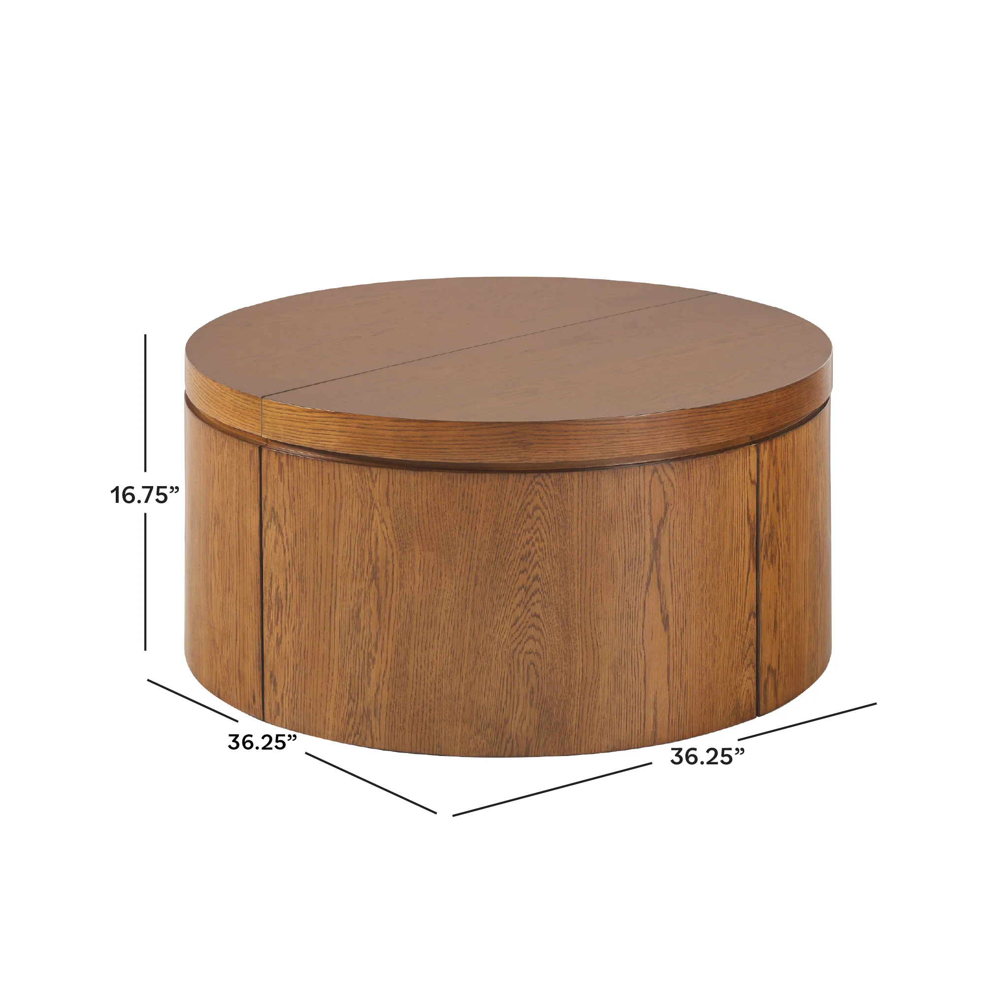 Maya 36" Modern Easy Assembly Round Oak Wood Veneer Coffee table with Storage - Image 7