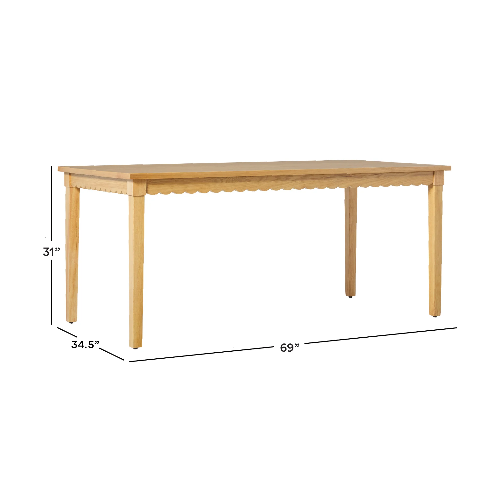 Paisley Modern Scalloped Easy Assembly 70" Rectangular Dining Table - Image 15