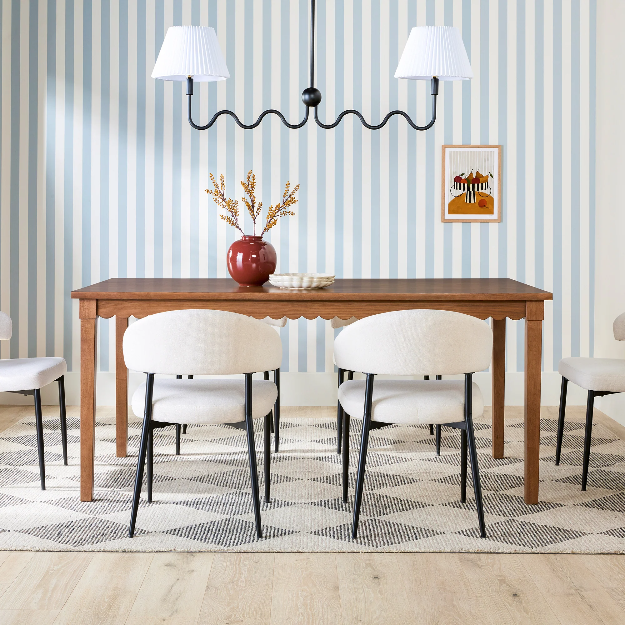 Paisley Modern Scalloped Easy Assembly 70" Rectangular Dining Table - Image 3
