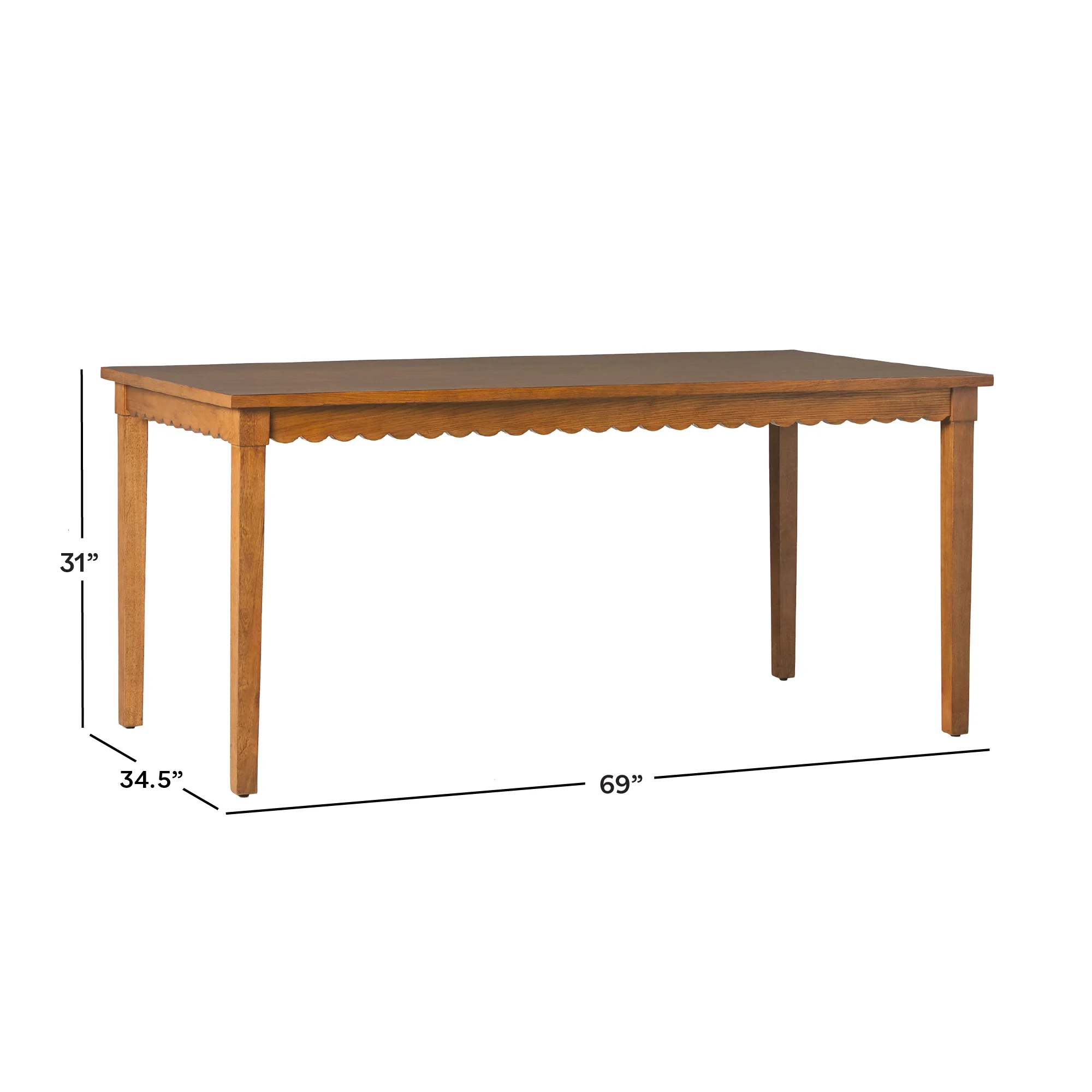 Paisley Modern Scalloped Easy Assembly 70" Rectangular Dining Table - Image 4