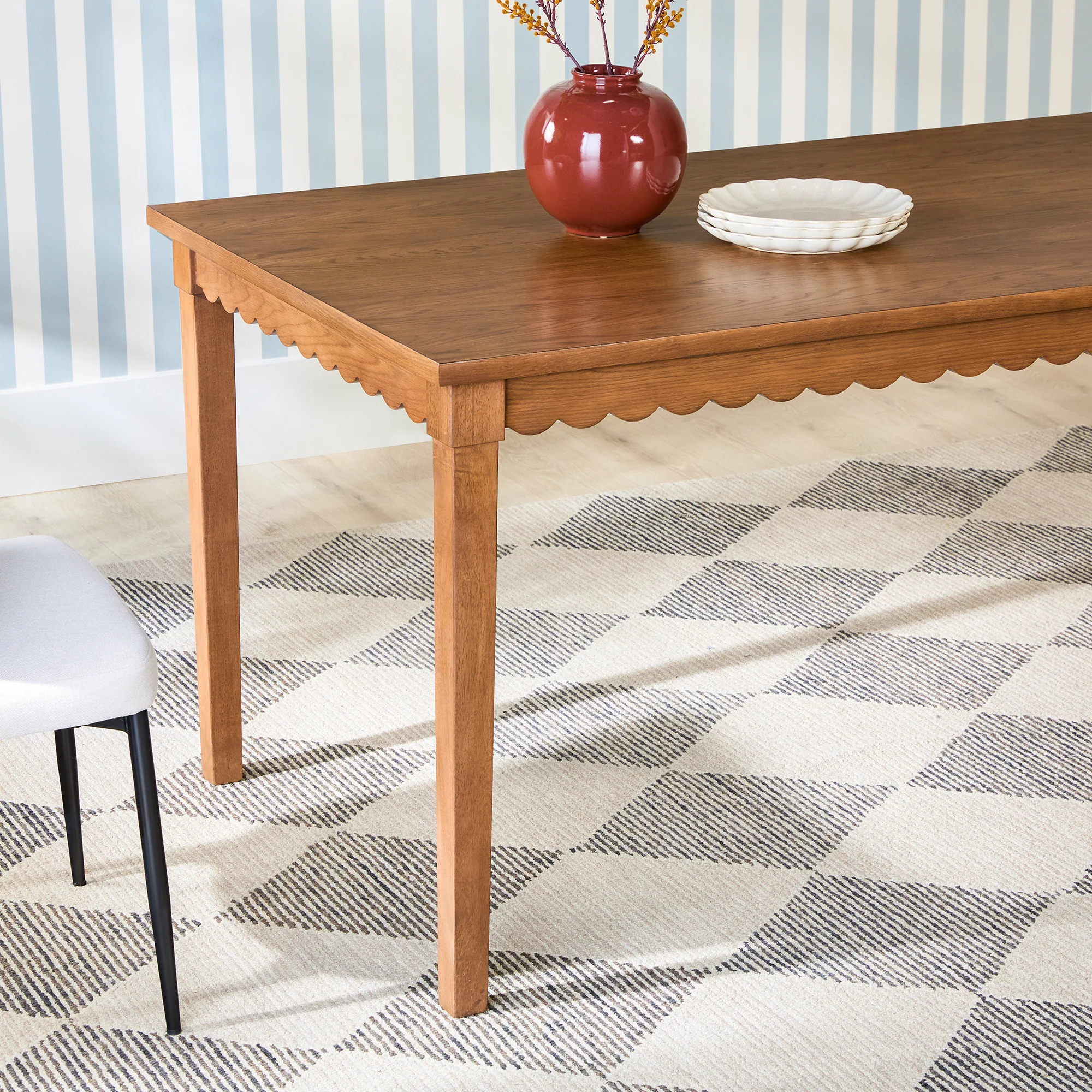 Paisley Modern Scalloped Easy Assembly 70" Rectangular Dining Table - Image 7