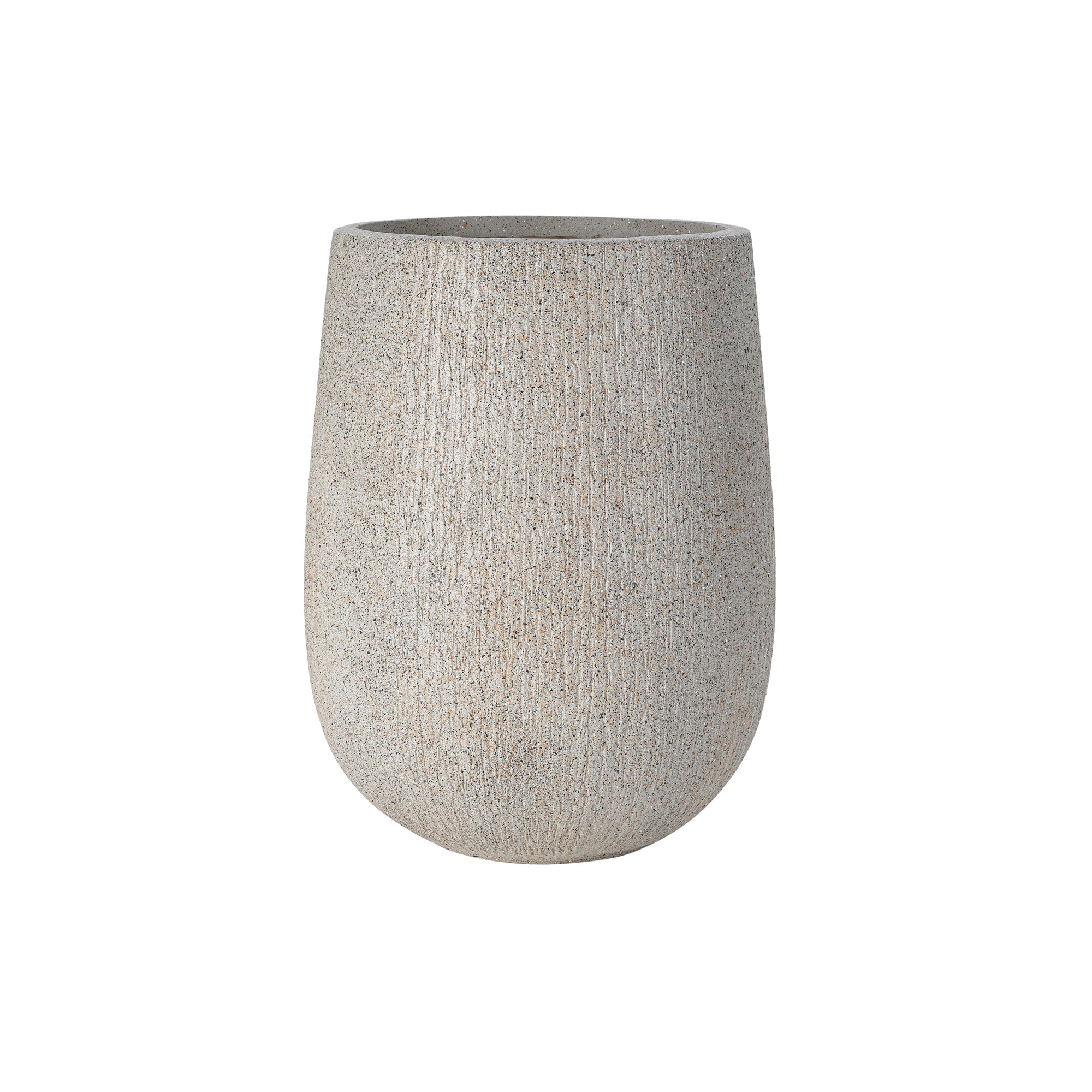 Modern Stone-Look Textured Round Shaped Lightweight Outdoor Planter Set of 3 - Image 15