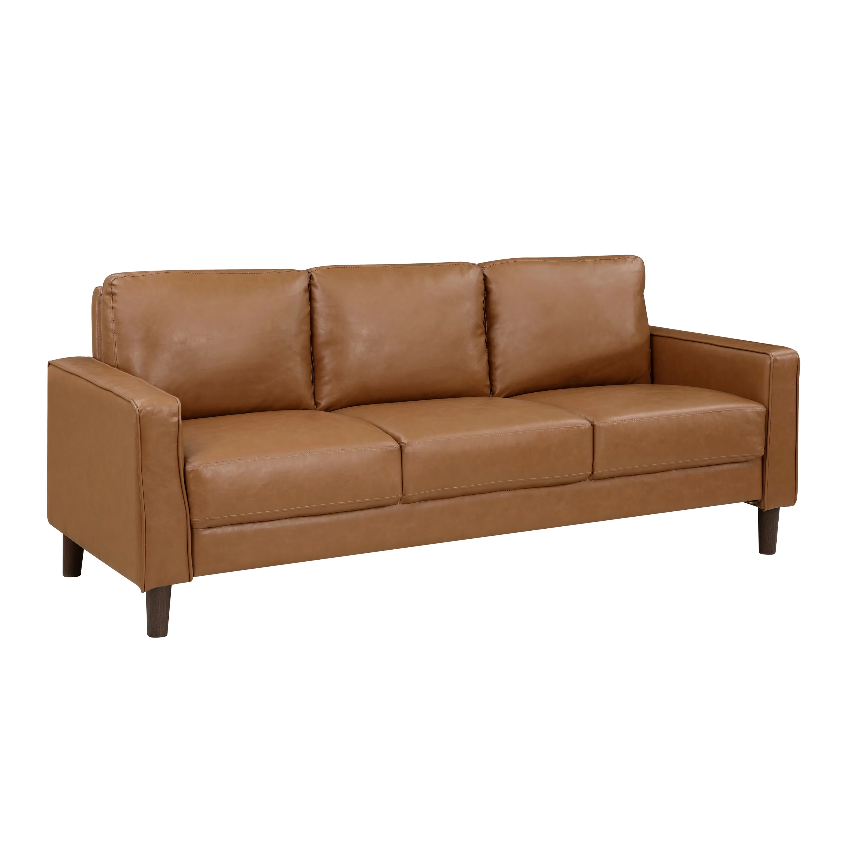 Modern Style Brown Faux Leather 3-Seater Sofa Couch - Image 3