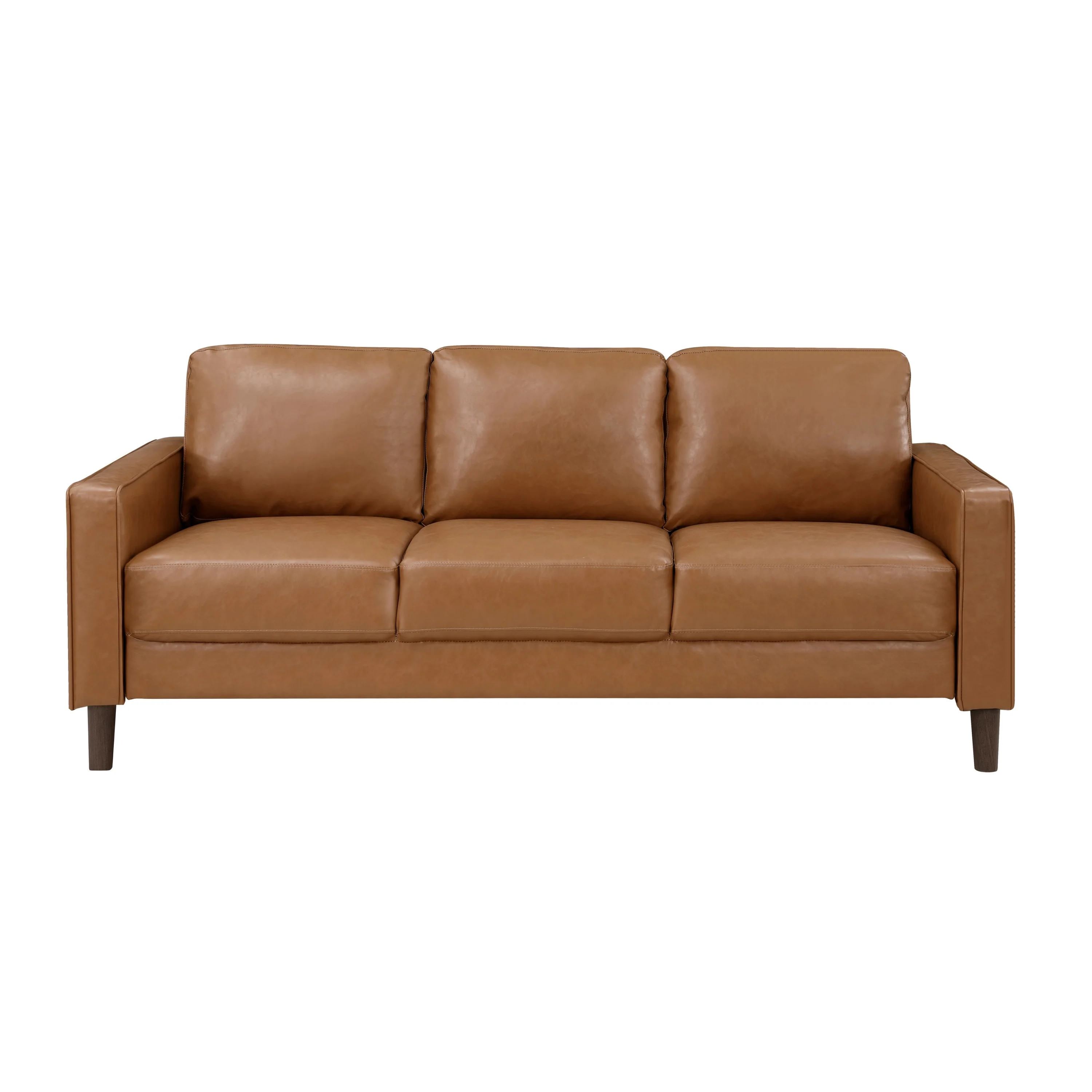 Modern Style Brown Faux Leather 3-Seater Sofa Couch - Image 4