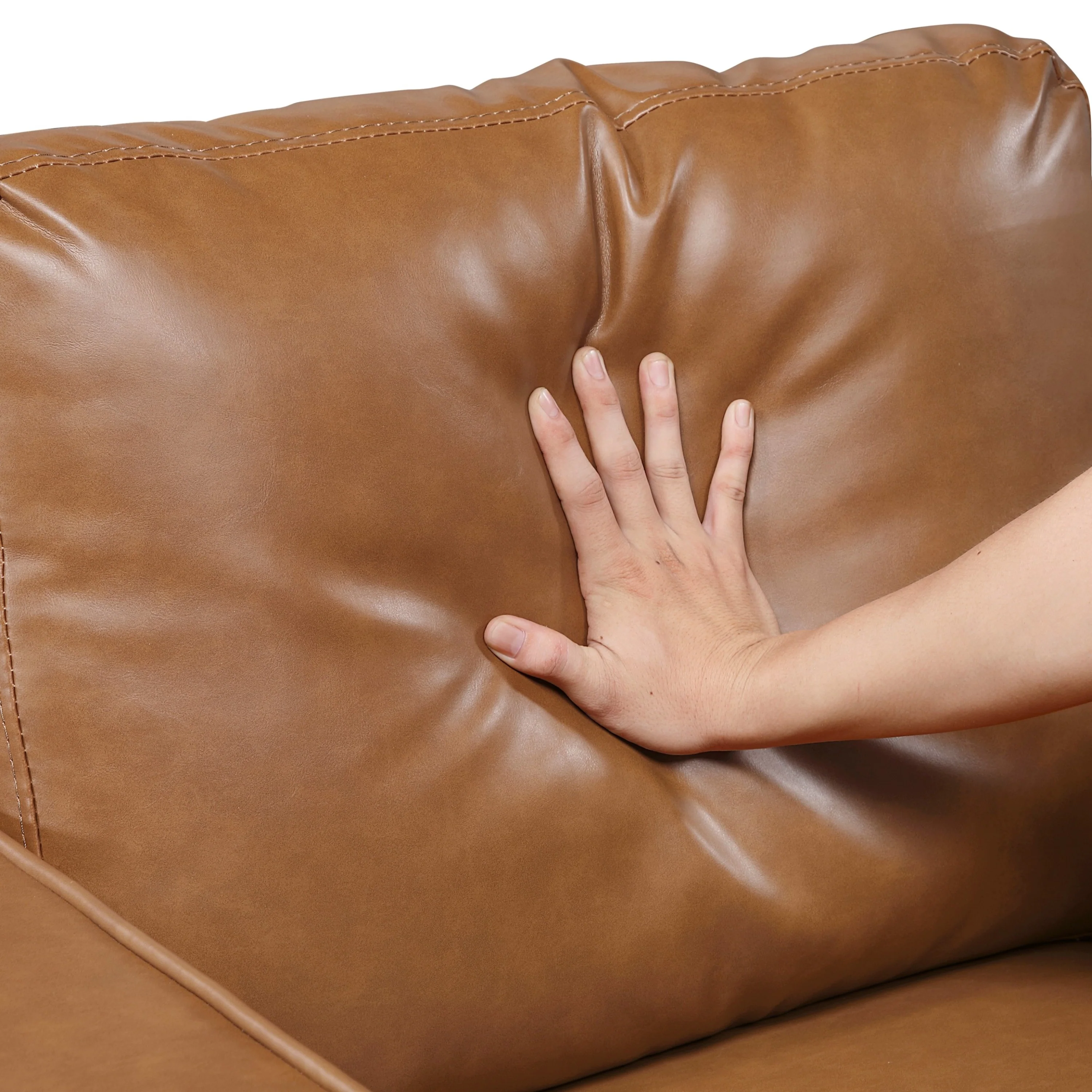 Modern Style Brown Faux Leather 3-Seater Sofa Couch - Image 5
